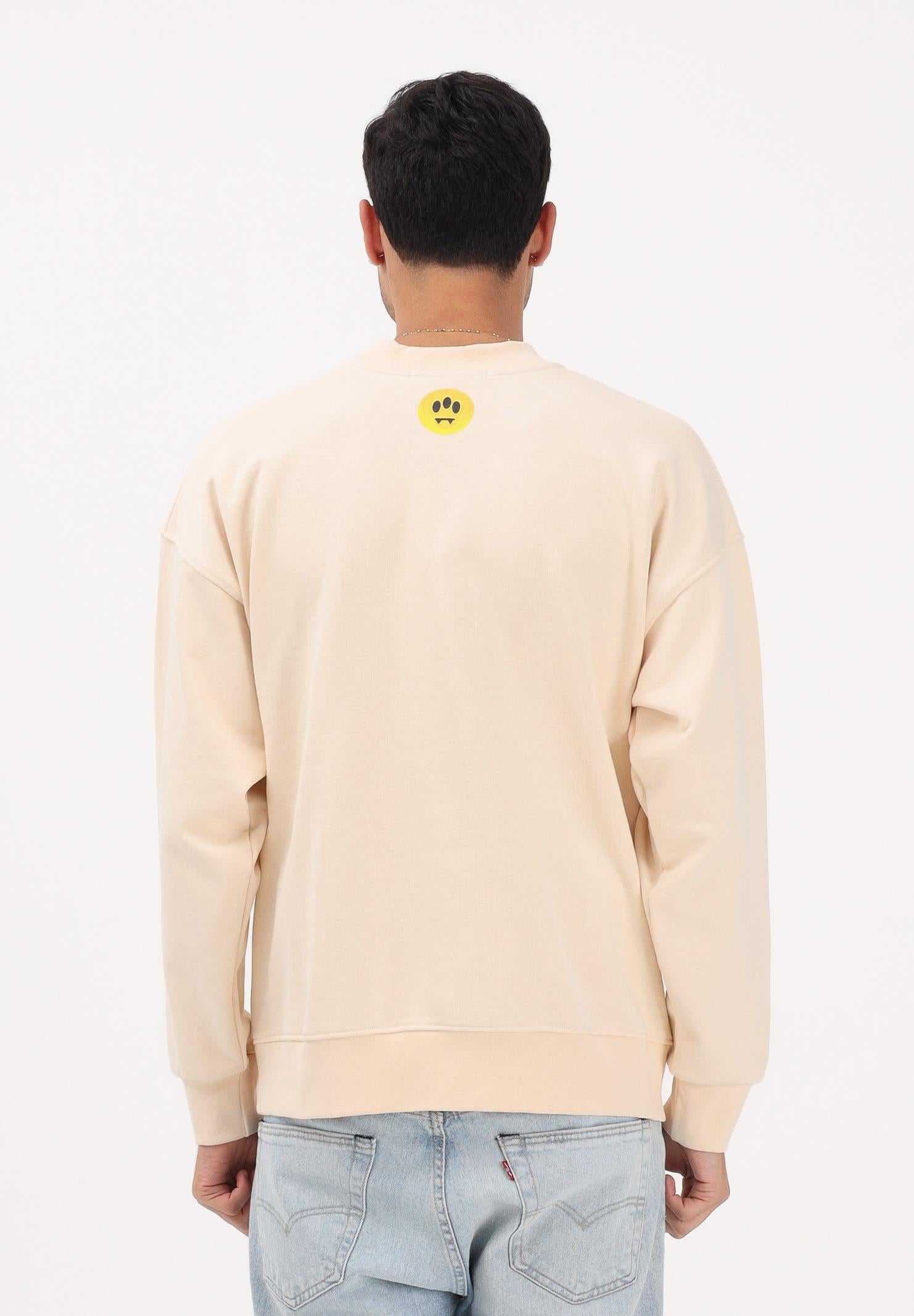 BARROW Felpa girocollo crema per uomo e donna con logo al collo S6BWUASW070 013 BARROW