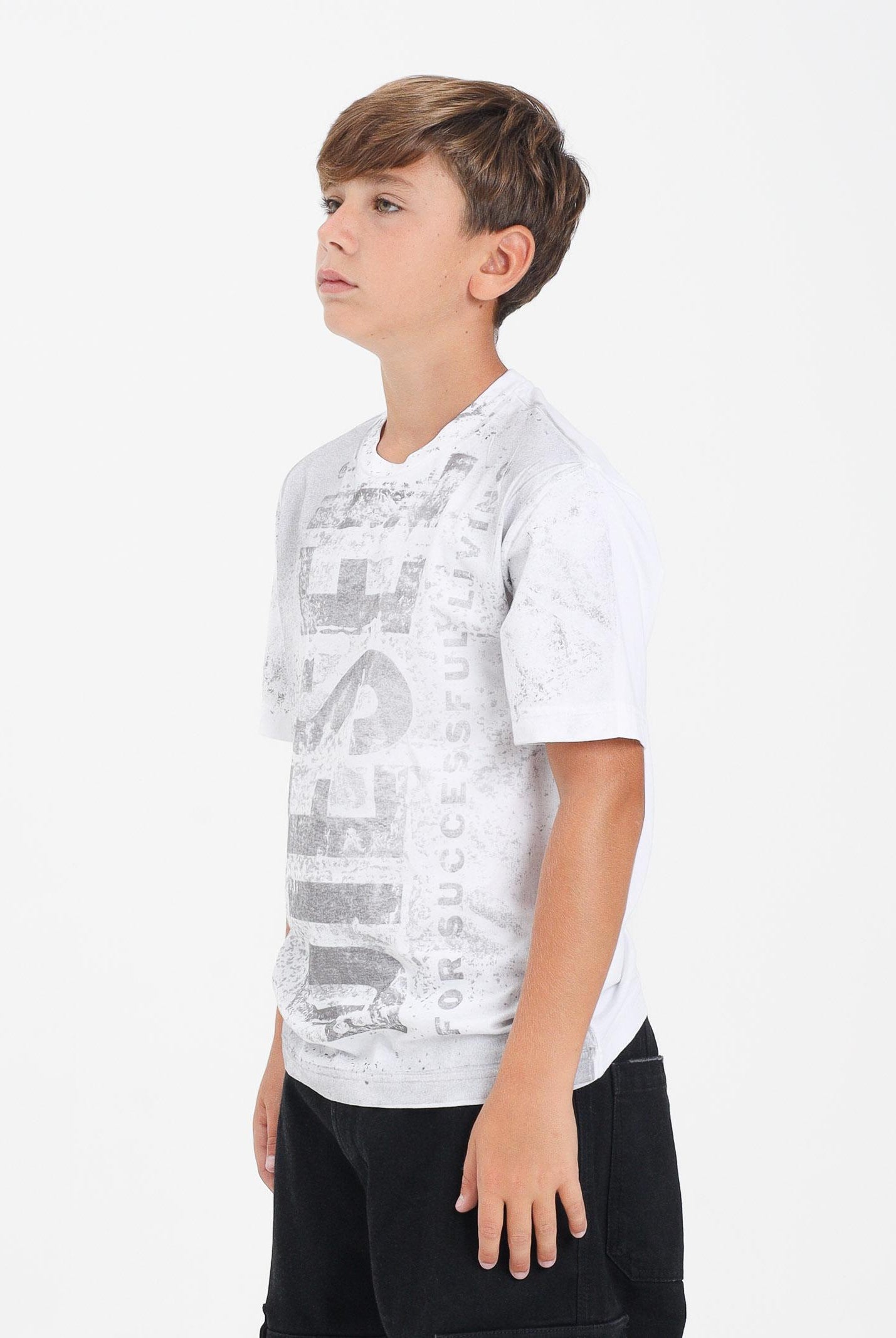 DIESEL T-shirt a manica corta bianca per donna, ragazzi e bambini con logo J02479KYAZW K100 DIESEL