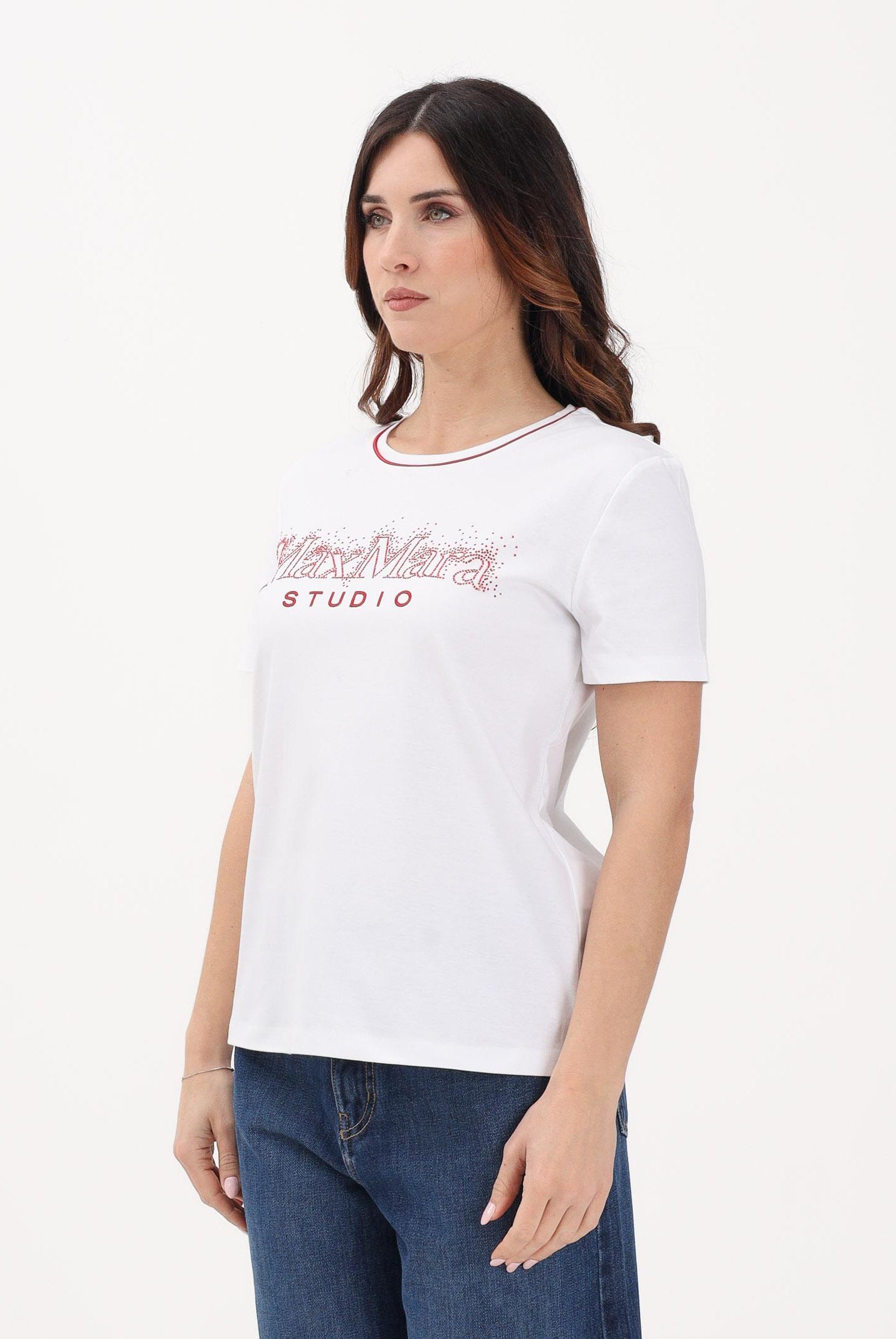MAX MARA T-shirt a manica corta bianca da donna con logo 2616971011600 001 MAX MARA