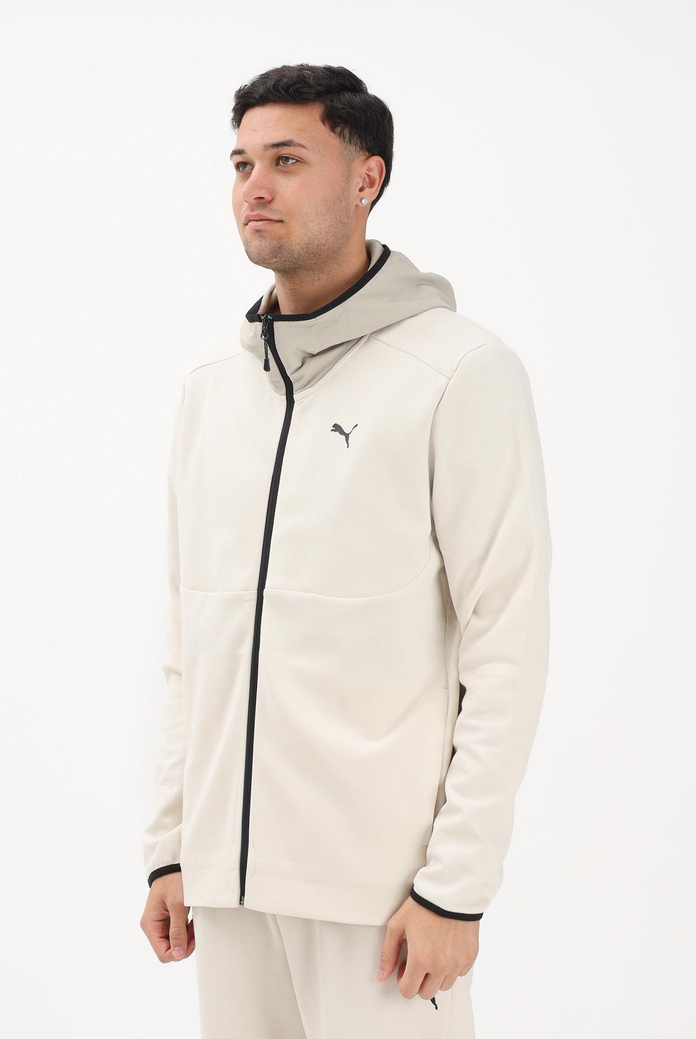 PUMA Felpa con zip PUMA TECH panna da uomo 692185 87 PUMA