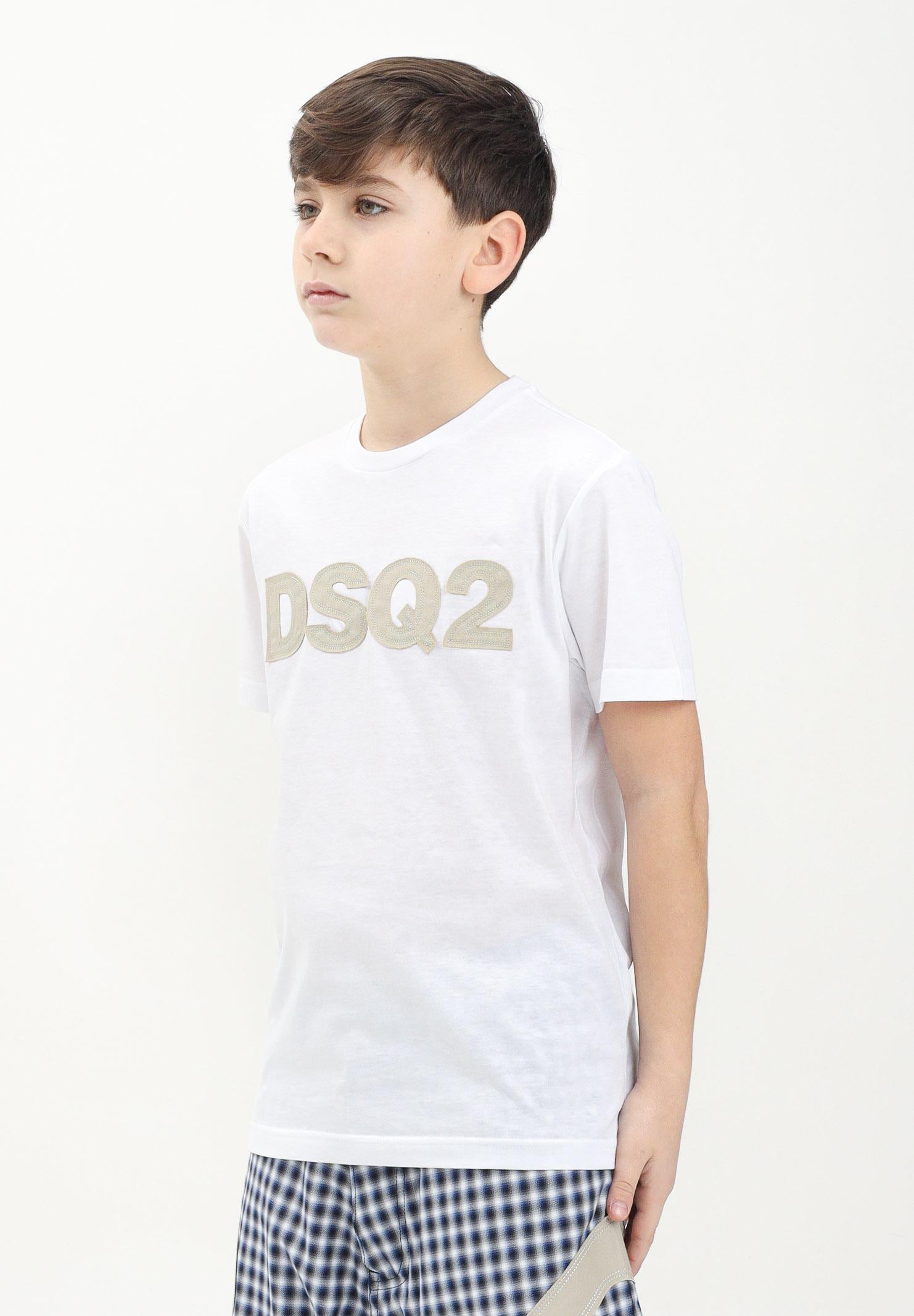 DSQUARED2 T-shirt a manica corta bianca per donna, ragazzi e bambini con ricamo logo DQ2749D004G DQ100 DSQUARED2