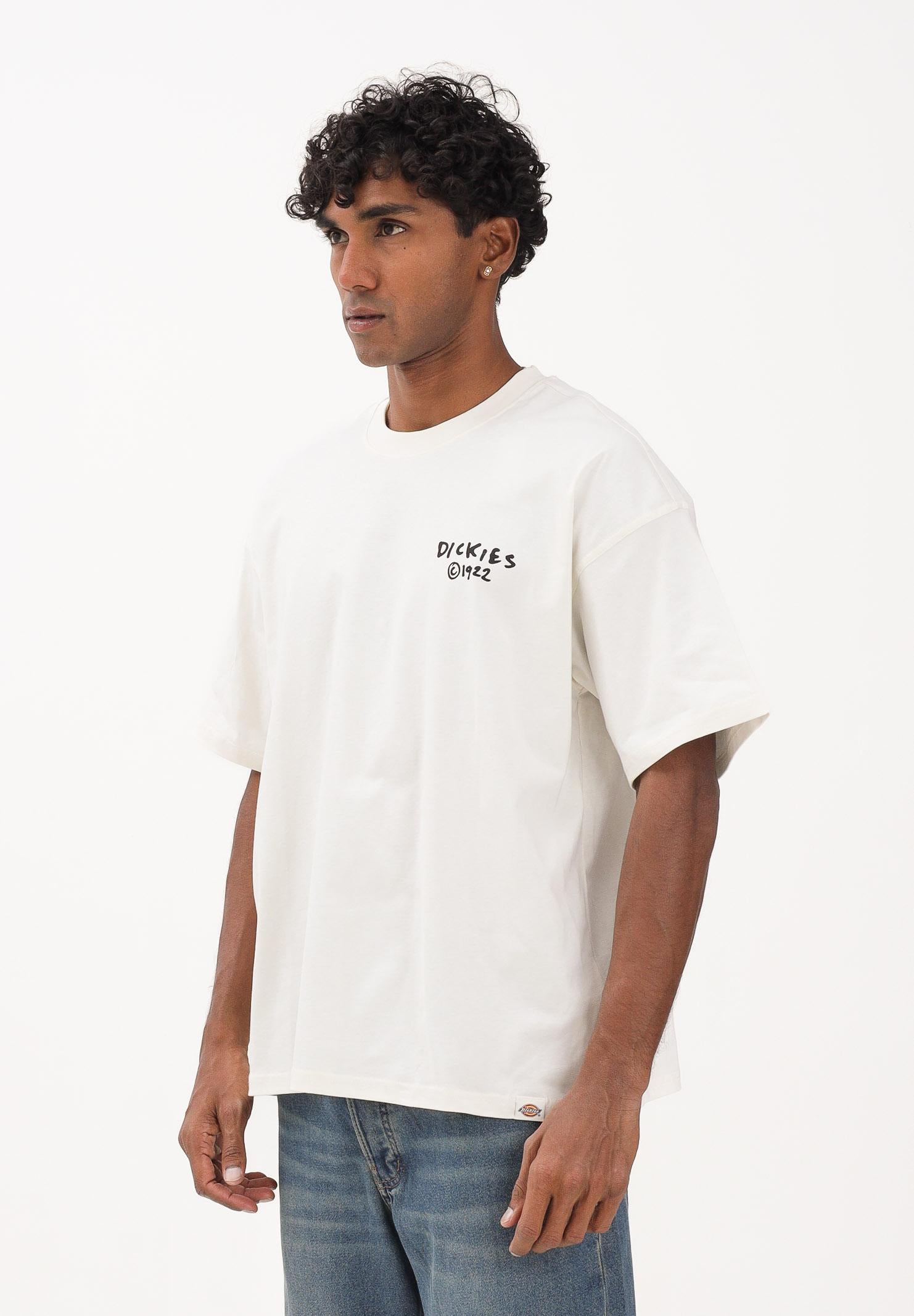 DICKIES SNEEDVILLE t-shirt a maniche corte panna da uomo con stampa graffito sul petto e sul retro DK0A87QOC481 DIckies