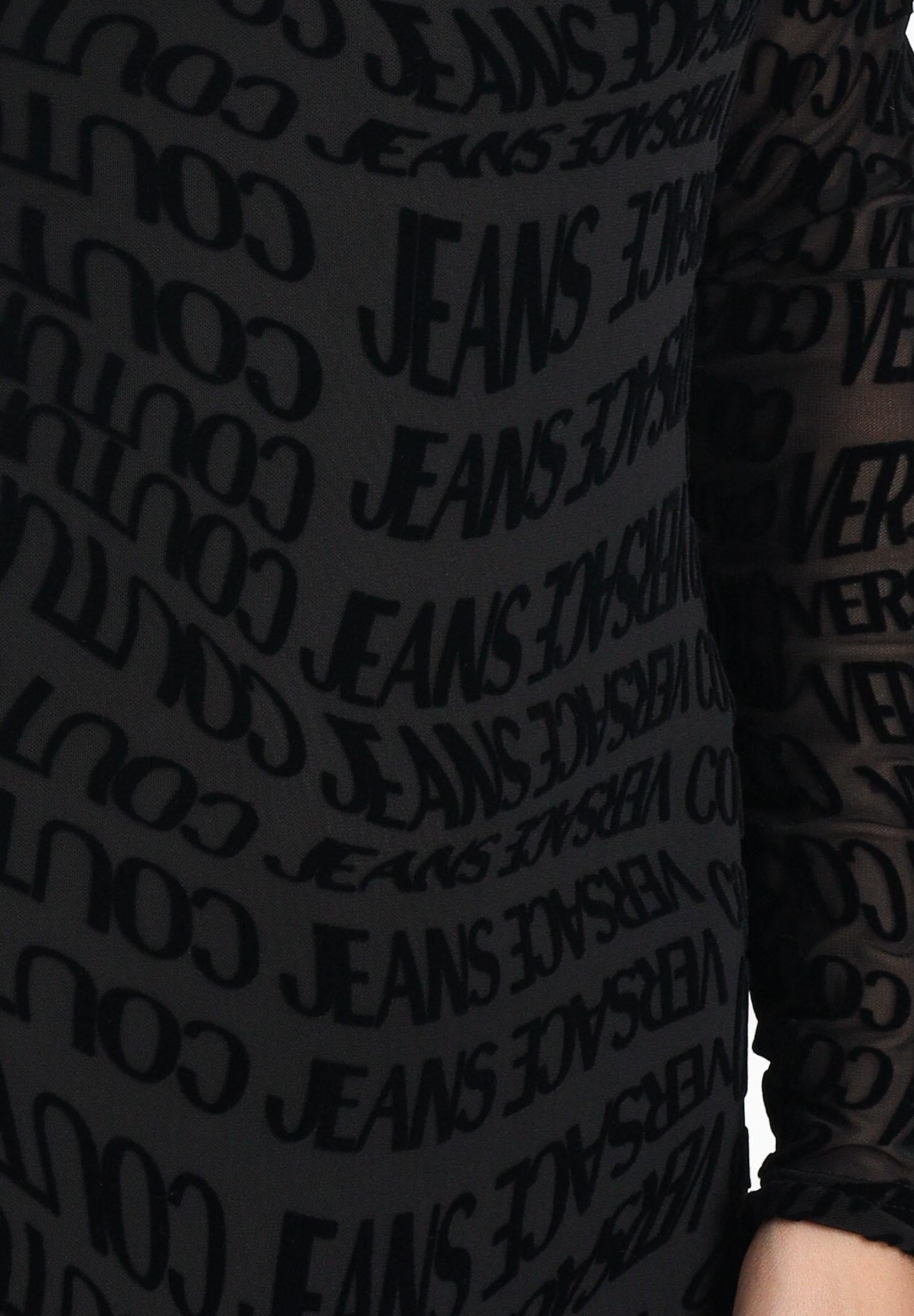 VERSACE JEANS COUTURE Abito midi nero da donna con motivo Liquify Logomania 79HAO920JS490 899 VERSACE JEANS COUTURE