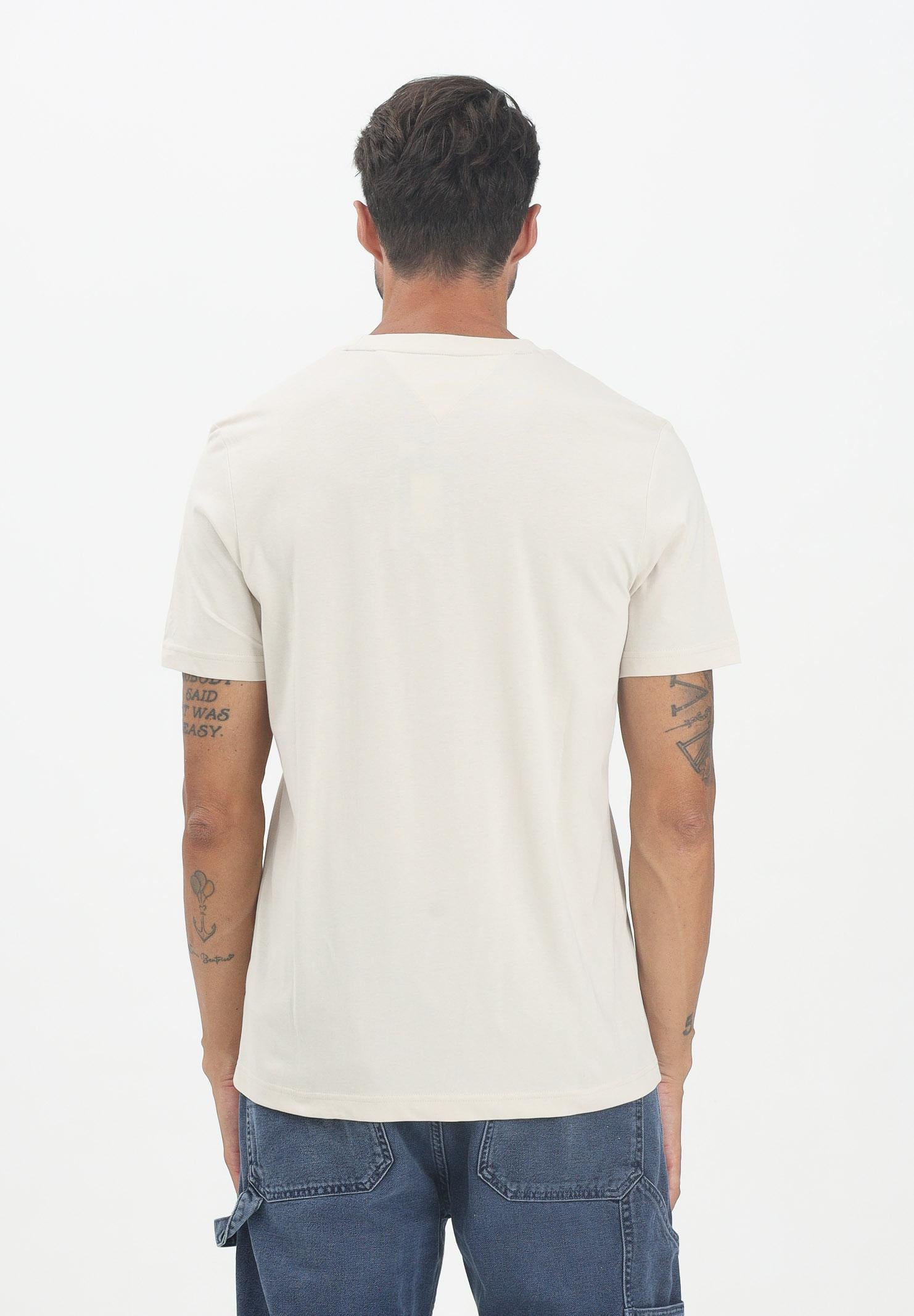 TOMMY HILFIGER T-shirt a manica corta beige da uomo con logo MW0MW40324ACG TOMMY HILFIGER