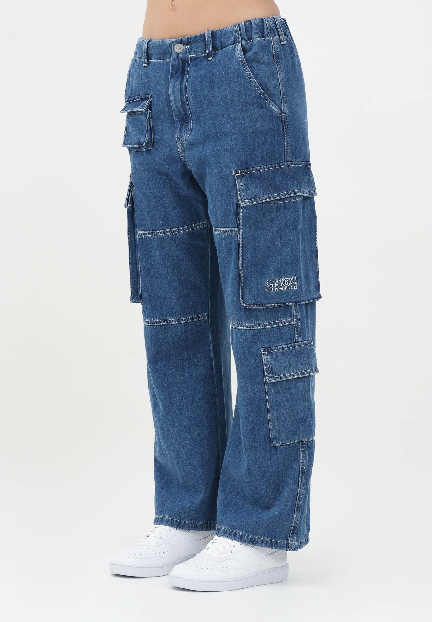 MAISON MARGIELA Jeans cargo in denim blu medio chiaro per donne, ragazze e bambine M60793MM04S M601 MAISON MARGIELA