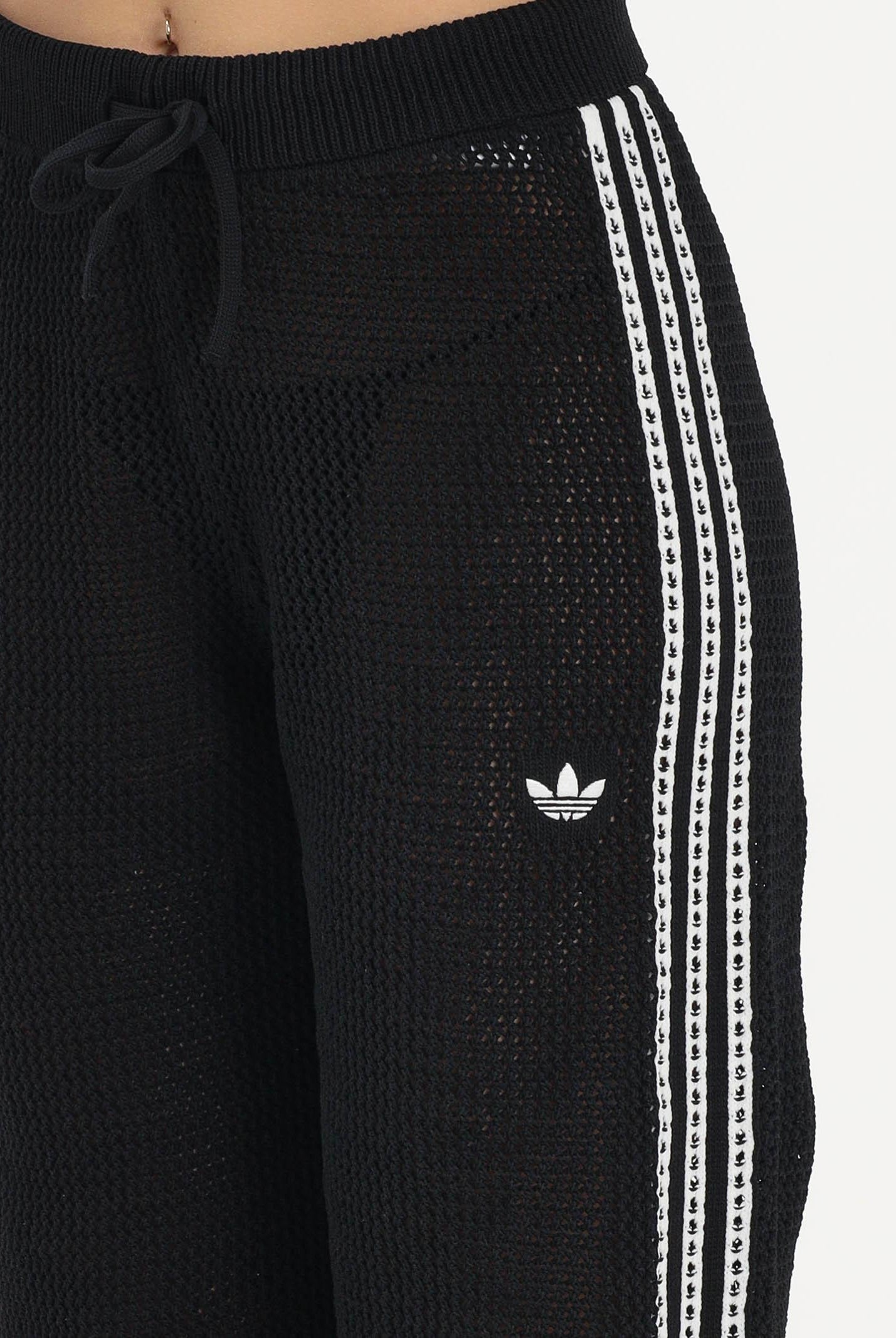 ADIDAS ORIGINALS Pantalone KNITTED CROCHET FIREBIRD nero da donna KC6494 . ADIDAS ORIGINALS