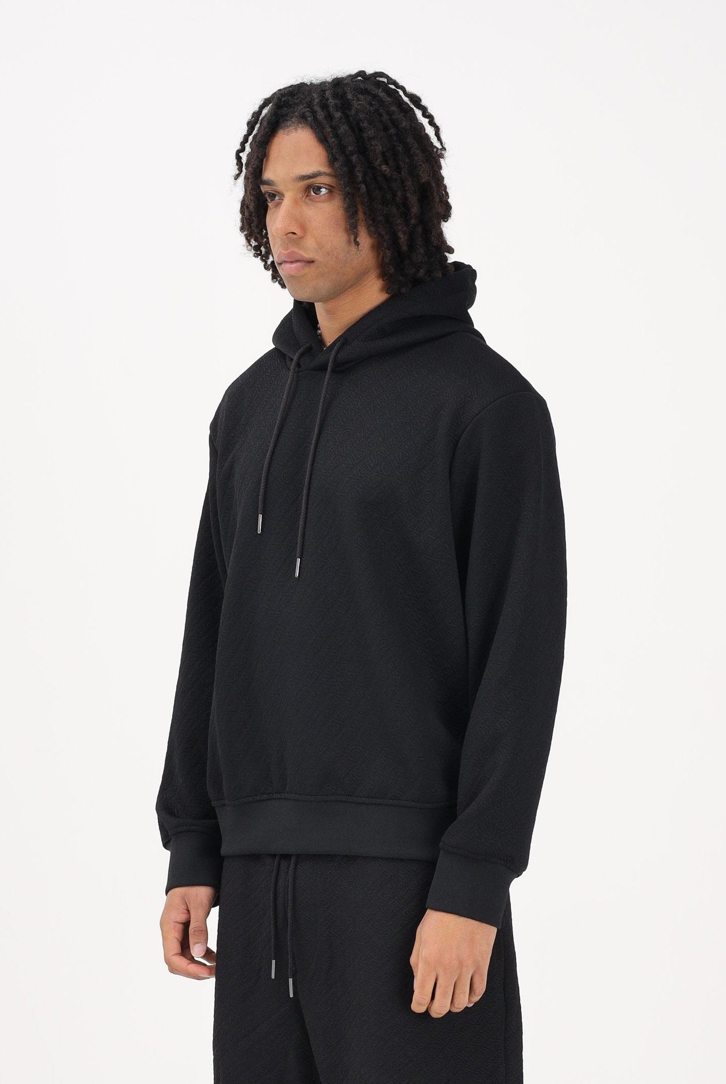 ARMANI EXCHANGE Felpa con cappuccio nera da uomo con texture jacquard XM002344AF21862 UC001 ARMANI EXCHANGE