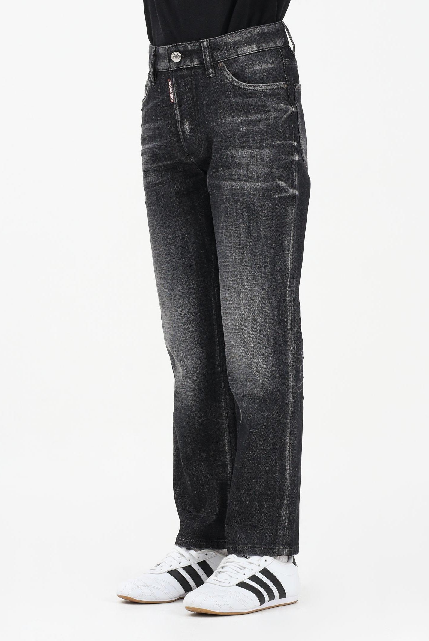 DSQUARED2 Jeans dritti Boss 10 in denim nero per donna, bambino e bambina DQ2241D0ABS DQ02 DSQUARED2