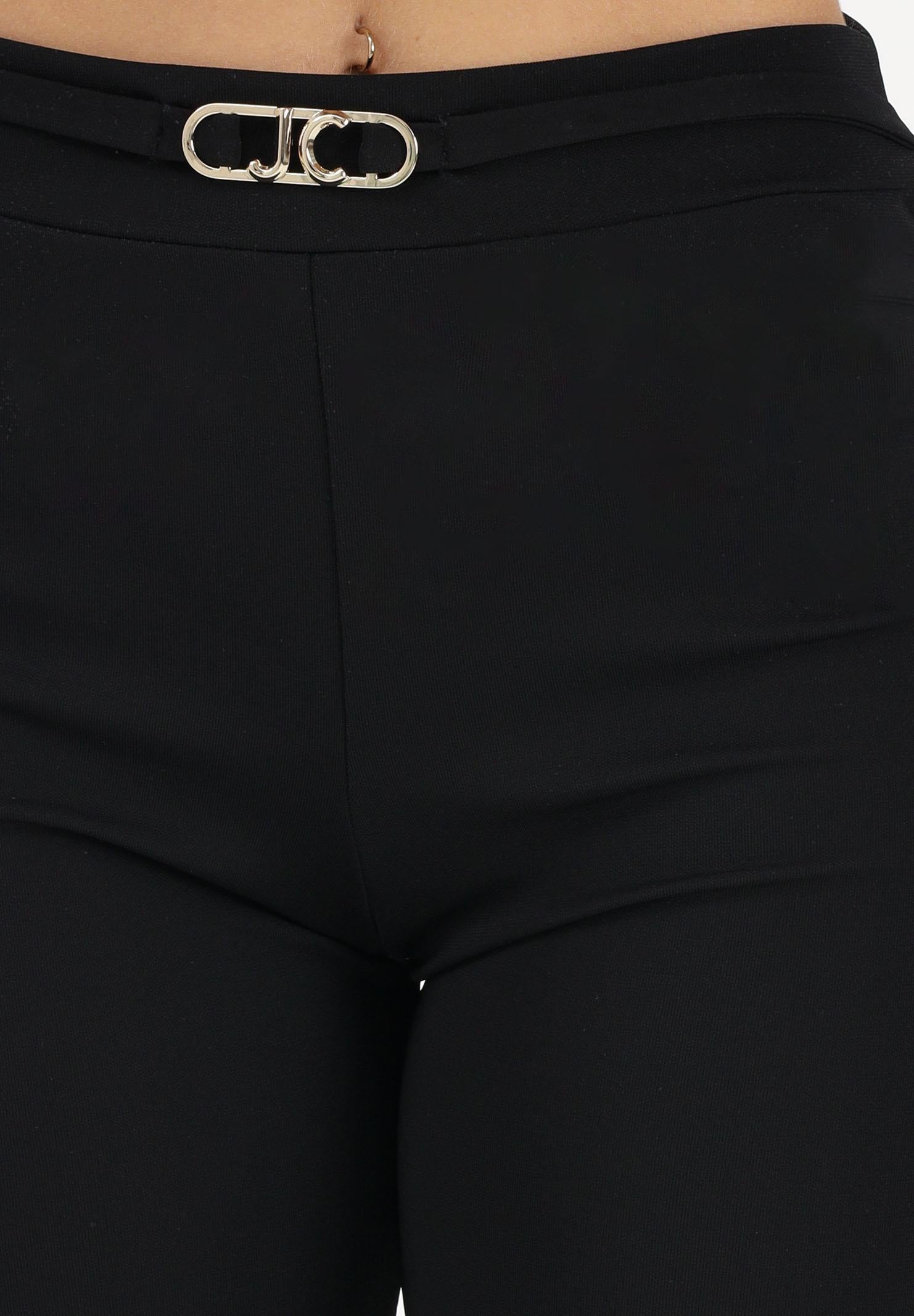 JUST CAVALLI Leggings nero da donna con dettaglio gioiello 80PAC101J0253 899 JUST CAVALLI