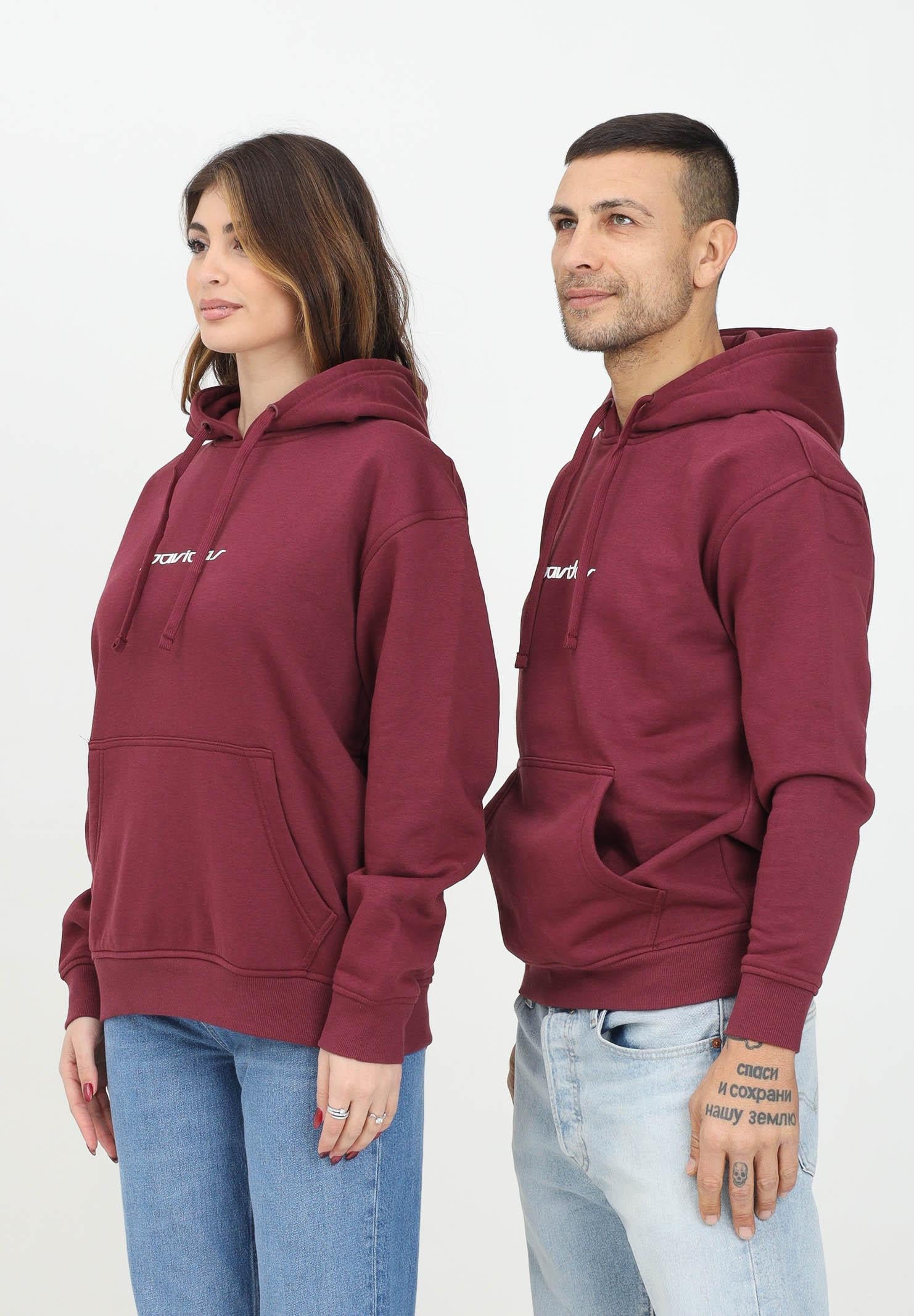 Felpa con cappuccio bordeaux per uomo e donna rifinita da stampa logo PAVIDAS-HOODIE BORDEAUX PAVIDAS