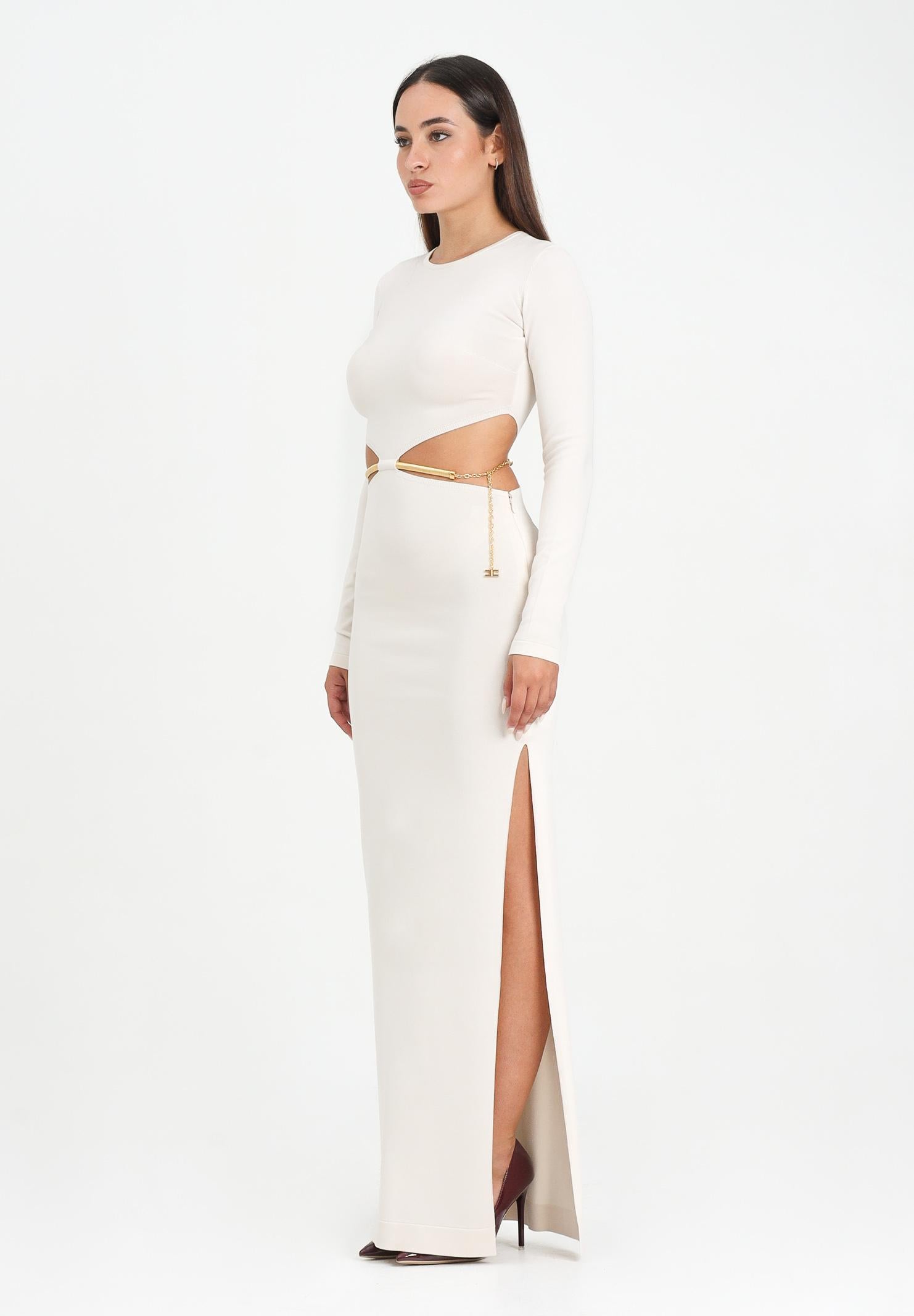 ELISABETTA FRANCHI Abito lungo bianco latte da donna con snake gioiello AM24S56E2 DZ9 ELISABETTA FRANCHI