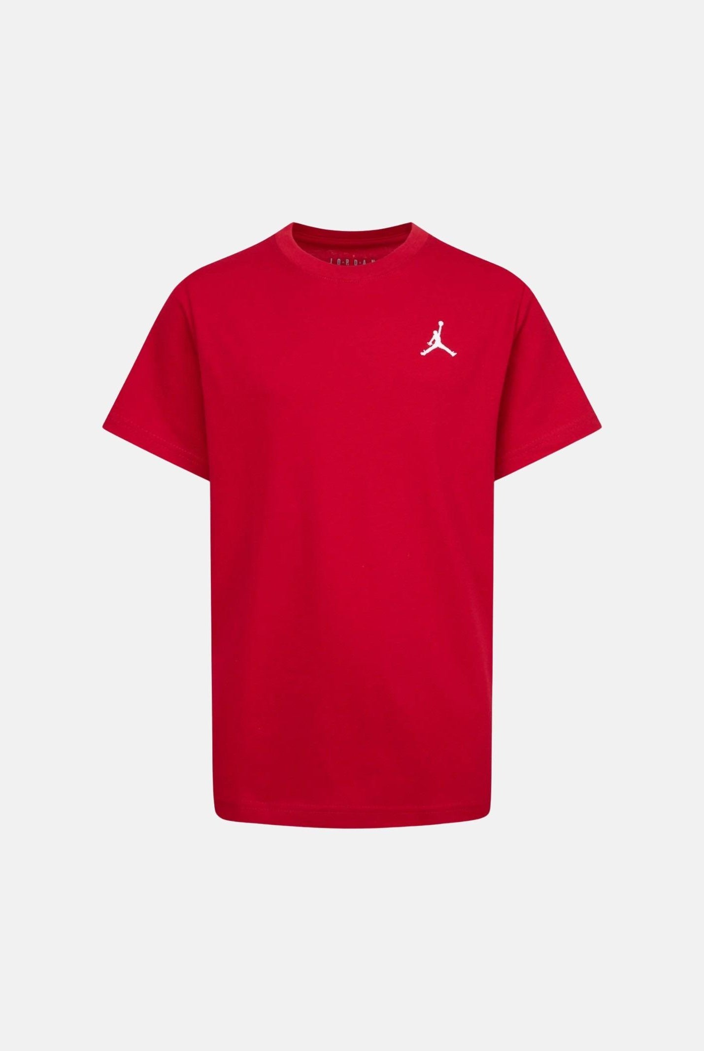 JORDAN T-shirt a manica corta rossa per bambino e bambina con ricamo Jumpman 95D266 R78 JORDAN