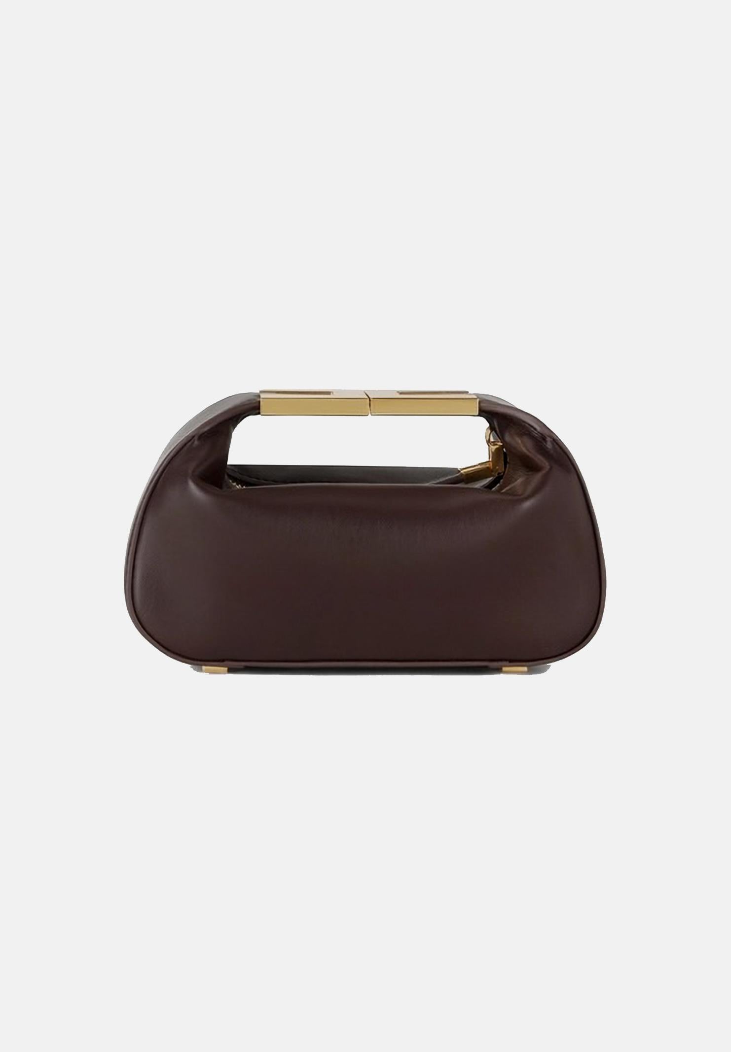 ELISABETTA FRANCHI Borsa a mano cacao da donna con manico gioiello<BR/> BS07A62E2 644 ELISABETTA FRANCHI