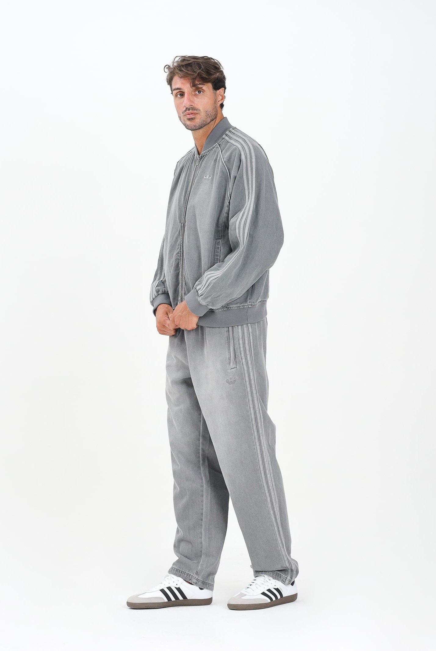 ADIDAS ORIGINALS Pantalone sportivo Adicolor Loose Denim Stone in denim grigio da uomo JW5920 . ADIDAS ORIGINALS