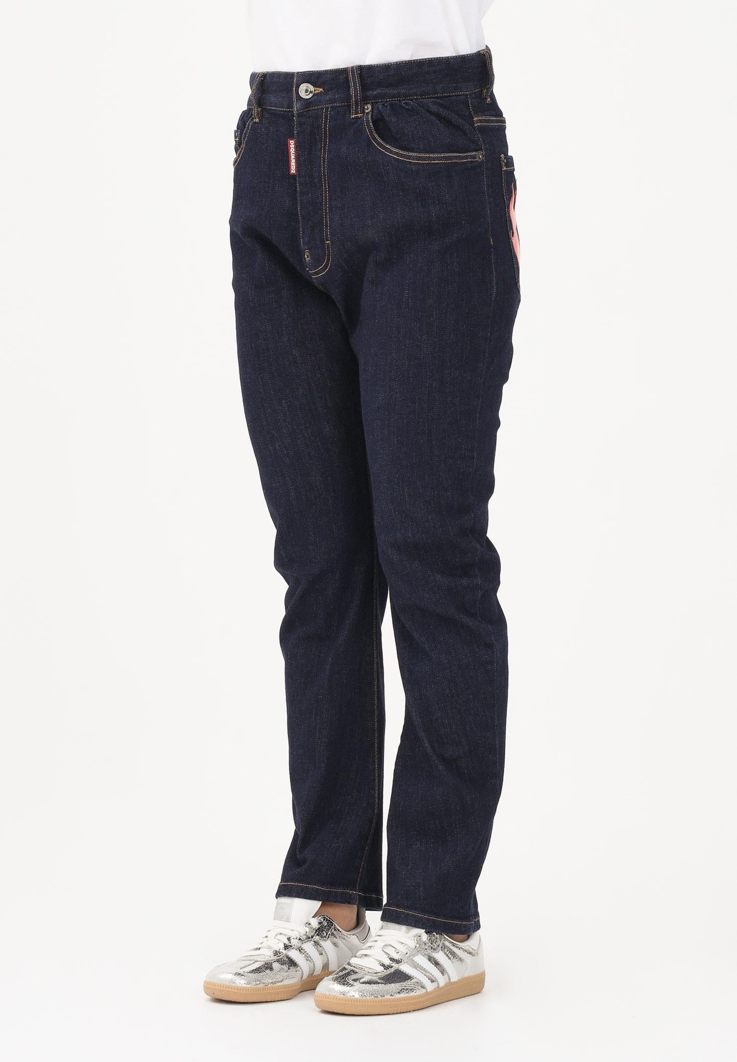 DSQUARED2 Jeans in denim blu scuro per donna, ragazzi e bambini con stampa sul retro DQ3283D0AFX DQ01 DSQUARED2