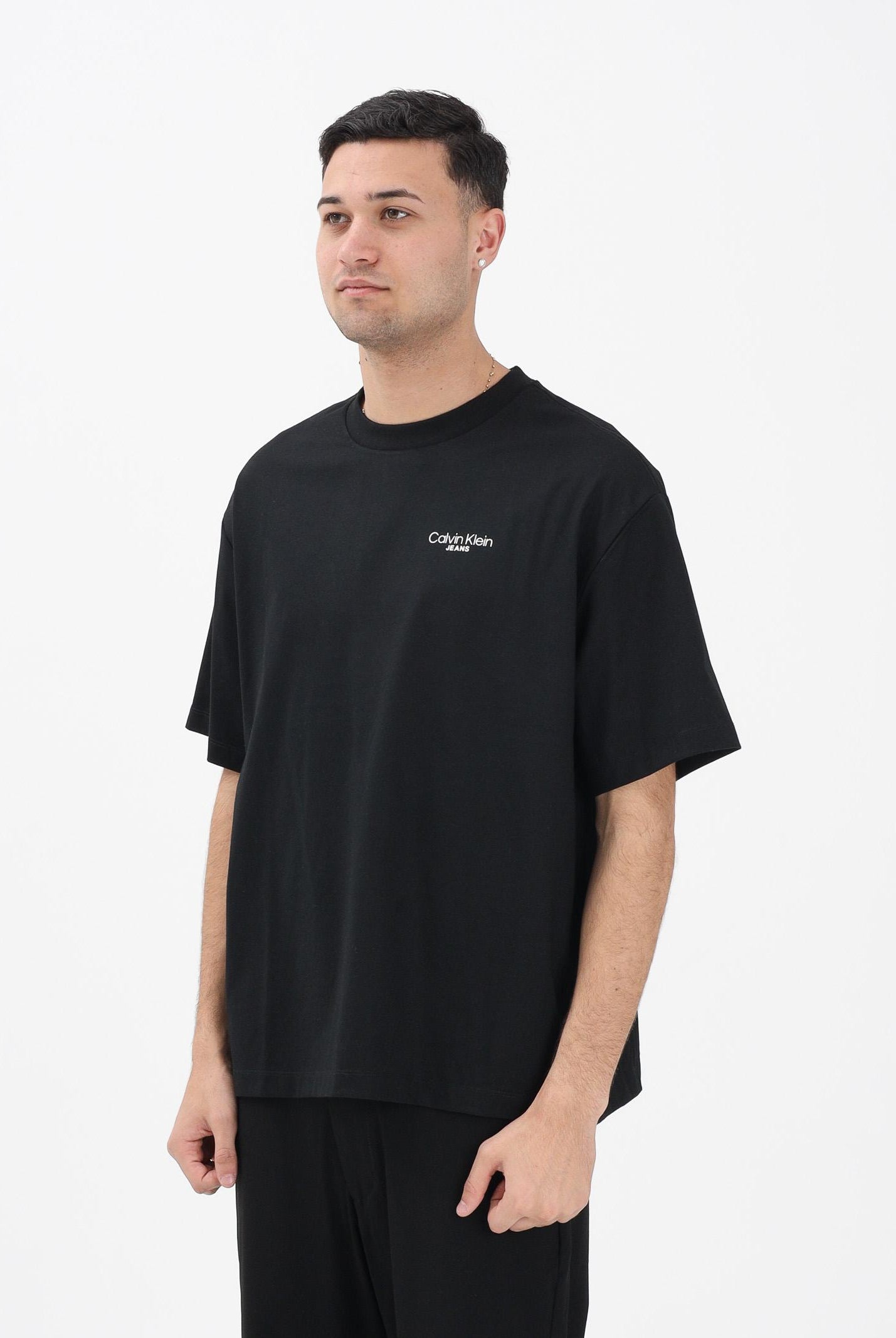 CALVIN KLEIN JEANS T-shirt a manica corta nera da uomo con stampa logo LV04RD825GUB1 . CALVIN KLEIN JEANS