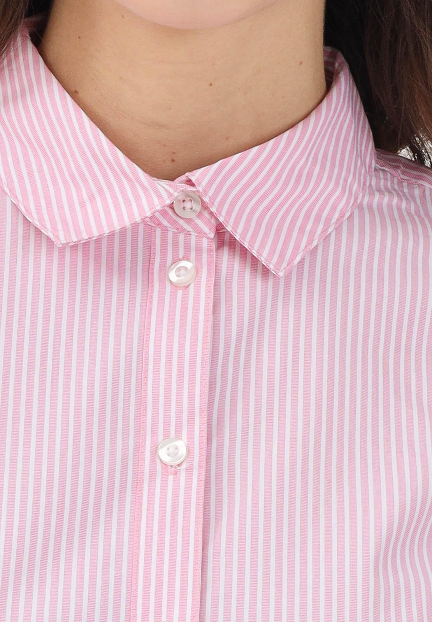 JDY Camicia a manica lunga da donna realizzata in tessuto rosa con sottile motivo a righe 15149877 SHPI JDY