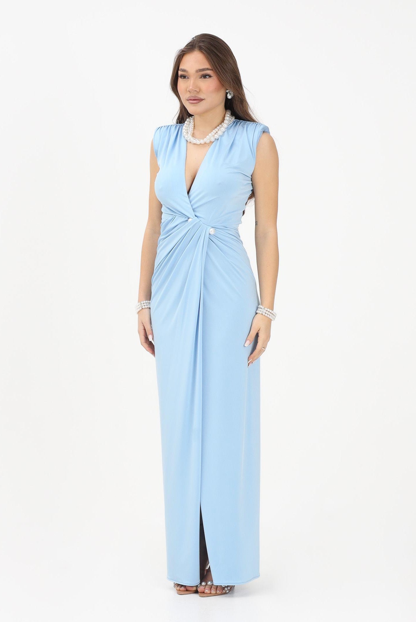 ALMA SANCHEZ Abito lungo Alleya azzurro da donna AS26009EL SK ALMA SANCHEZ