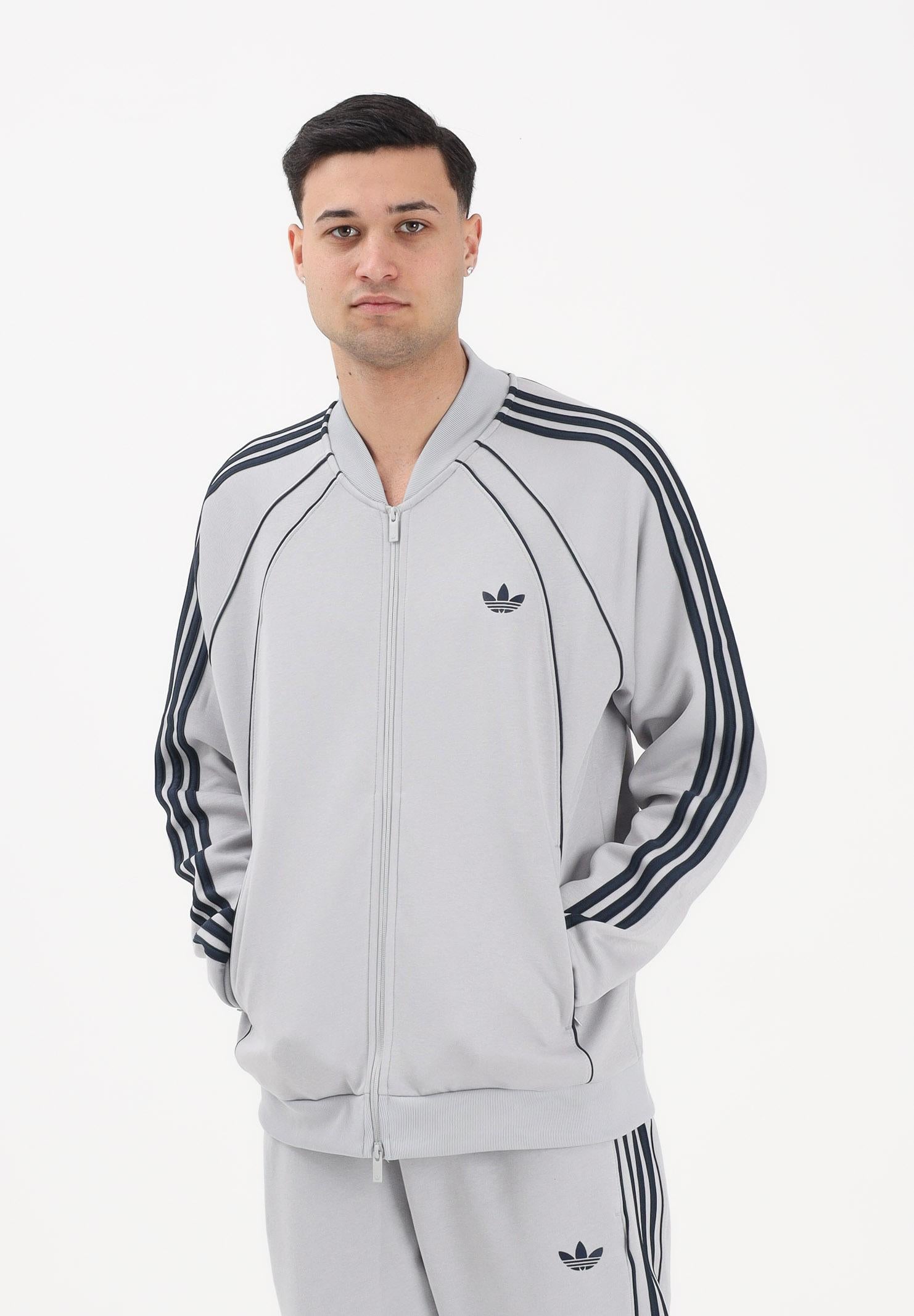 ADIDAS ORIGINALS Felpa con zip Adicolor 2.0. grigia e blu da uomo KD5839 . ADIDAS ORIGINALS