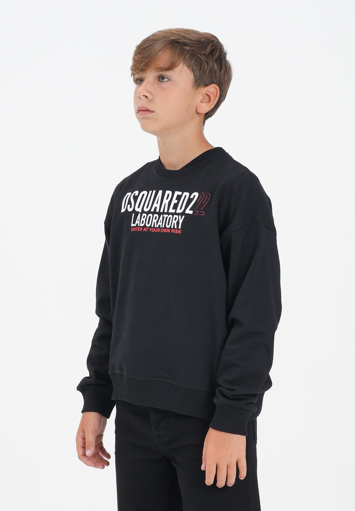 DSQUARED2 Felpa girocollo nera per donna, ragazzi e bambini con logo Laboratory DQ3006D0ACC DQ900 DSQUARED2