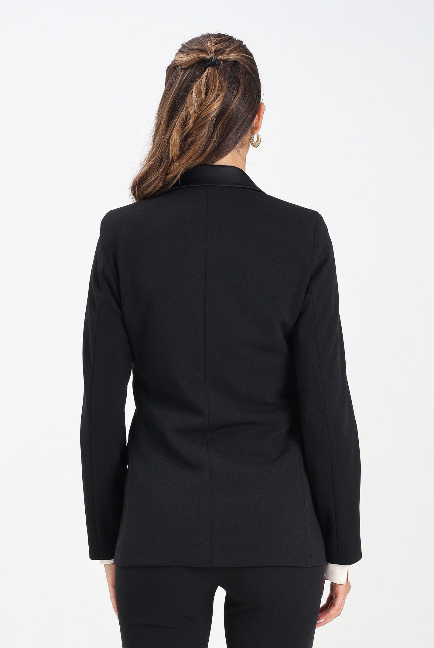 VICOLO Giacca doppiopetto nera da donna con rever in raso TF0307 A99 VICOLO