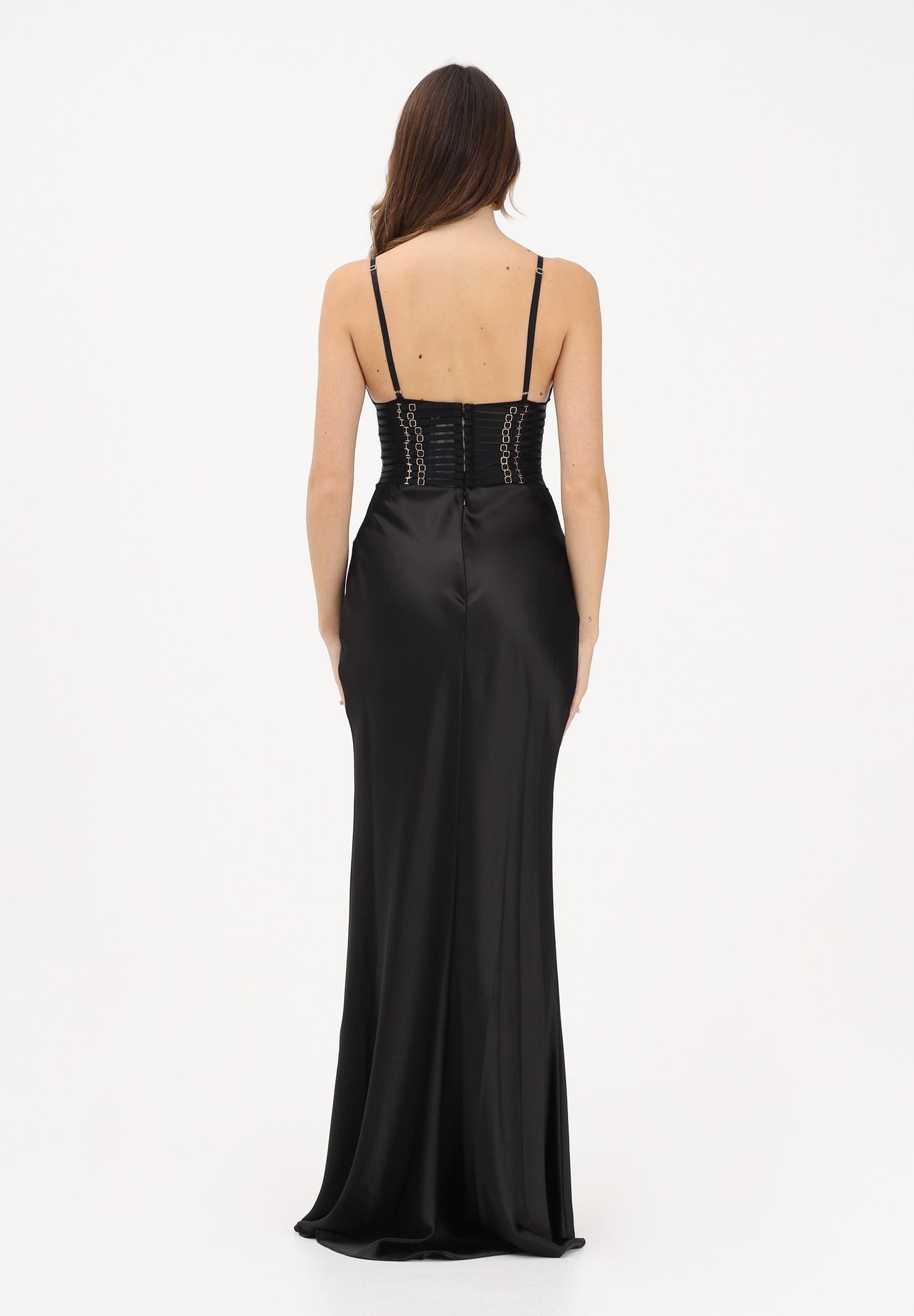 ELISABETTA FRANCHI Abito lungo nero da donna in raso ABR5362E2 110 ELISABETTA FRANCHI