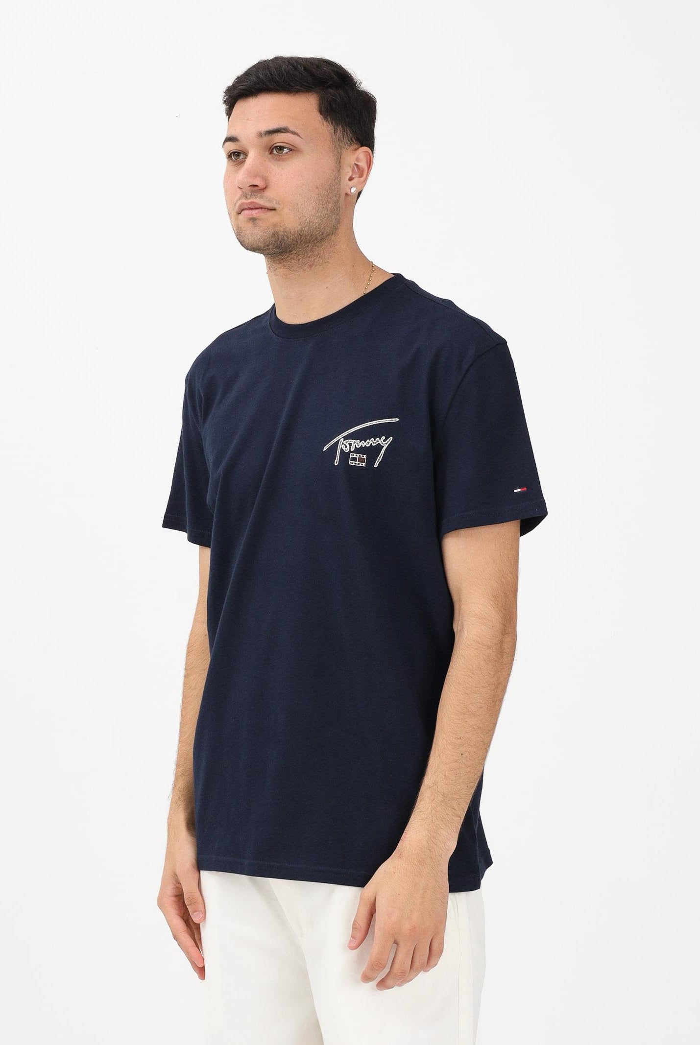 TOMMY JEANS T-shirt a manica corta Signature blu da uomo DM0DM22320 C1G TOMMY JEANS