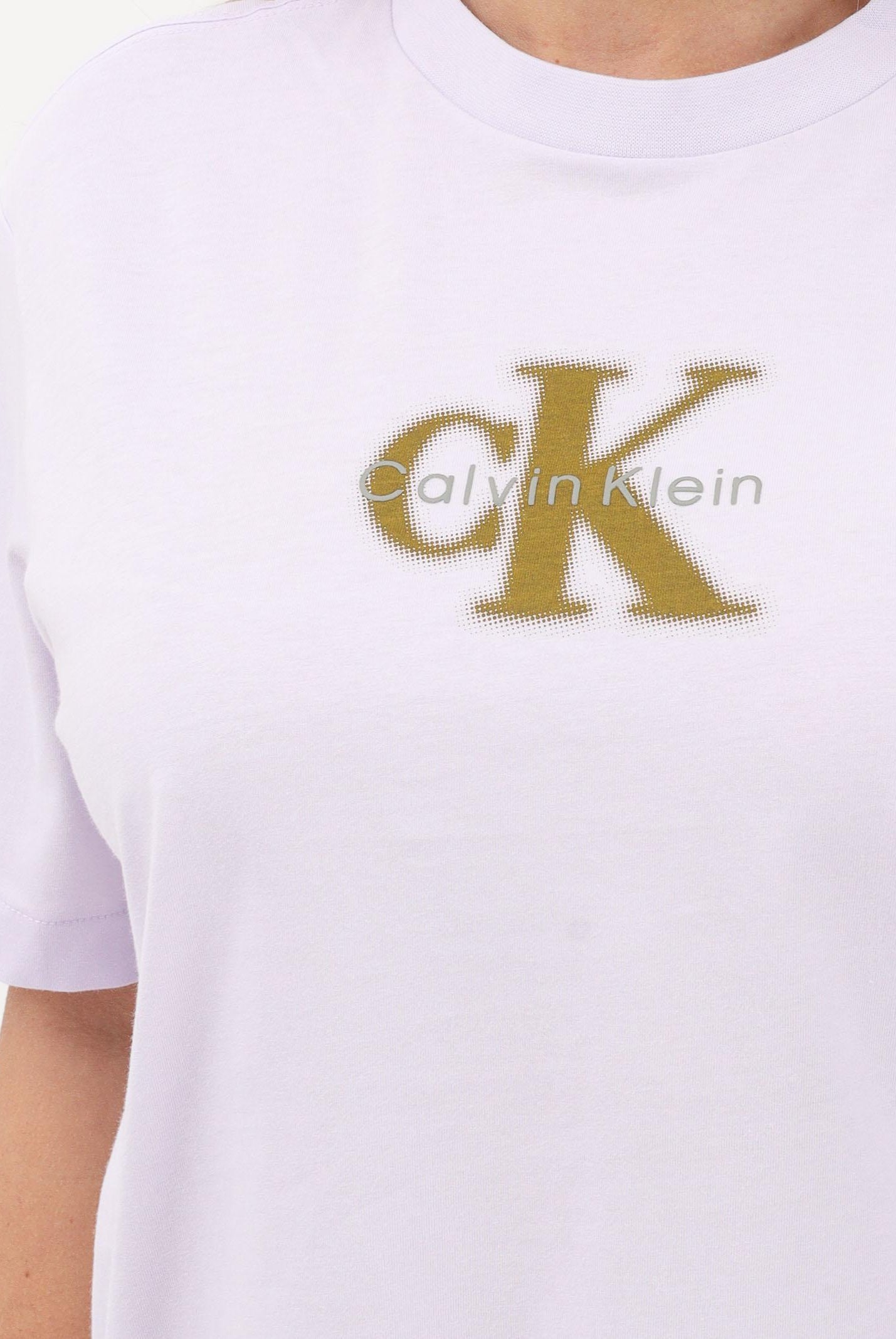 CALVIN KLEIN JEANS T-shirt a manica corta lilla da donna con logo LV047F800G 3OQ CALVIN KLEIN JEANS