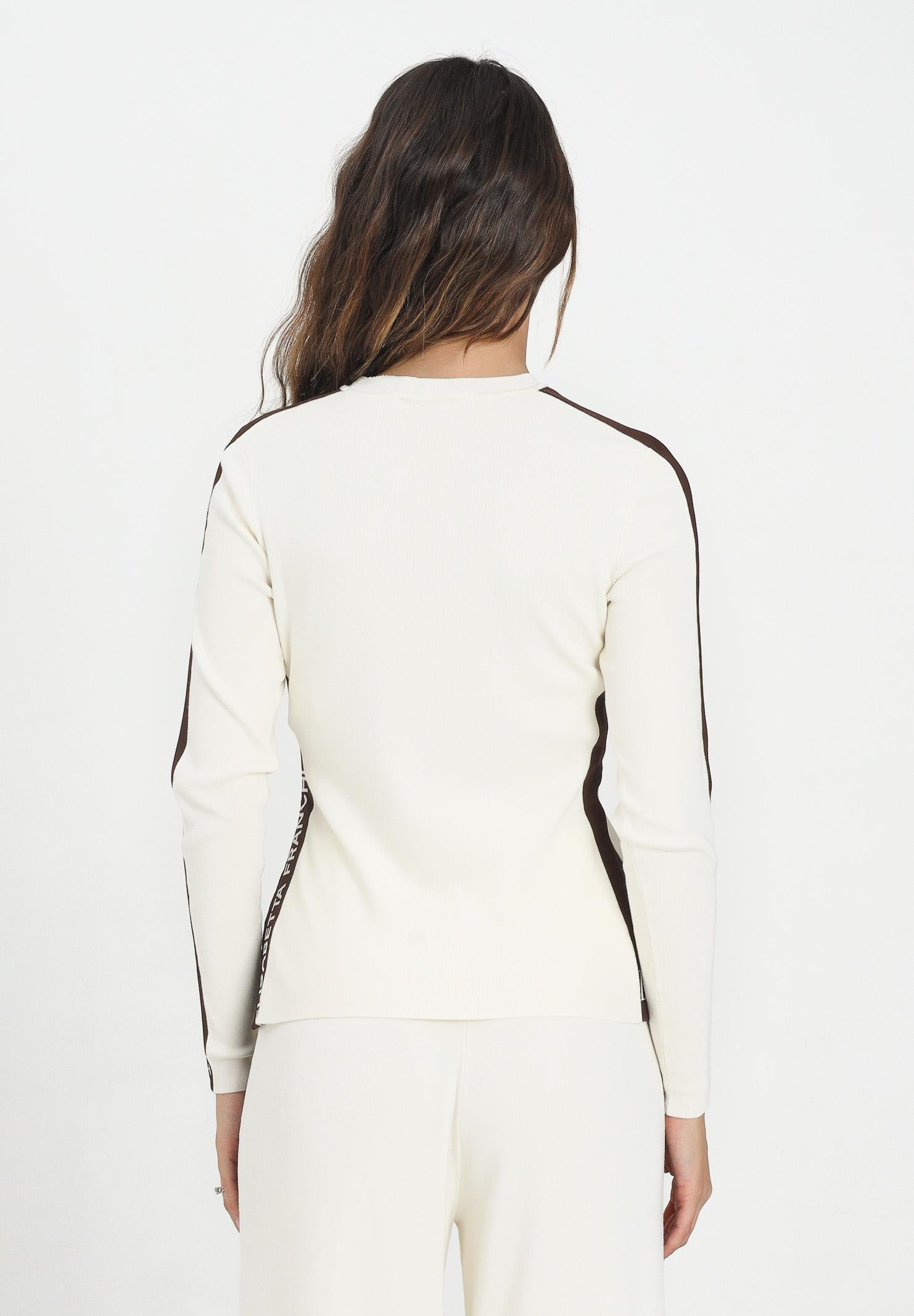 ELISABETTA FRANCHI Maglia a manica lunga panna da donna con bande lucide MK03S56E2 EG2 ELISABETTA FRANCHI