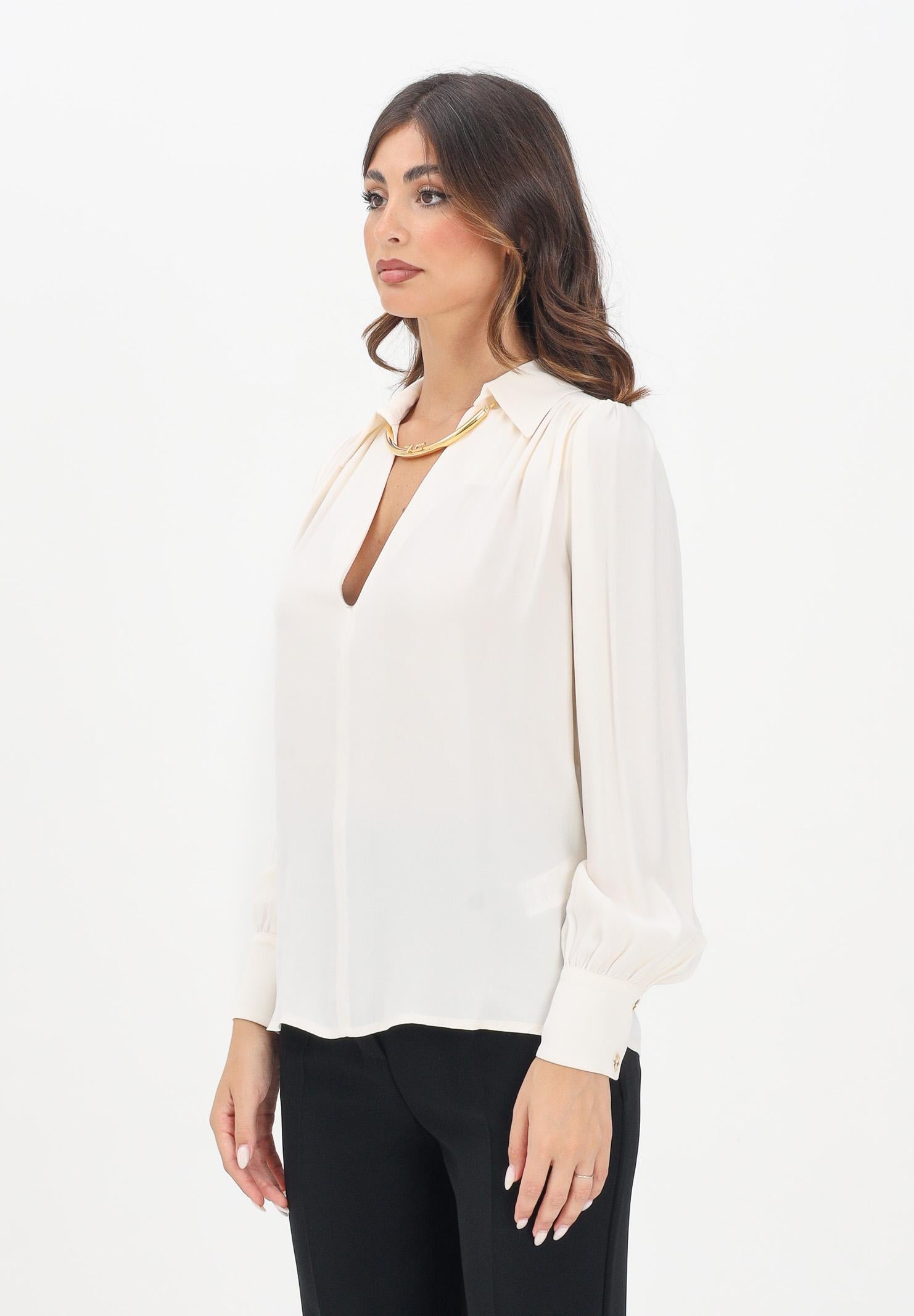 ELISABETTA FRANCHI Blusa latte da donna con dettaglio gioiello CA12356E2 DZ9 ELISABETTA FRANCHI