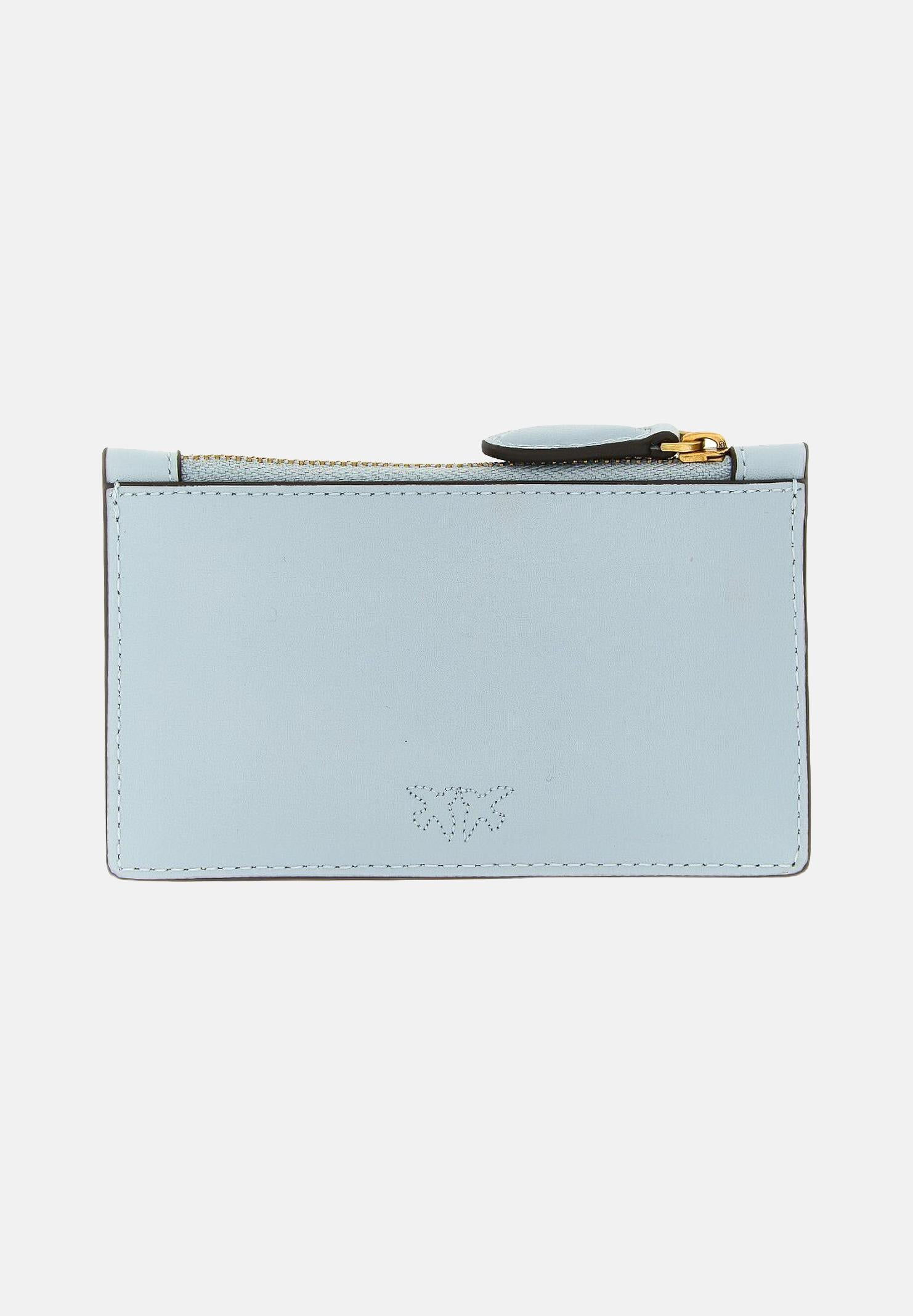PINKO Porta carte in morbida pelle mano seta celeste da donna 100251A0F1 E37Q PINKO