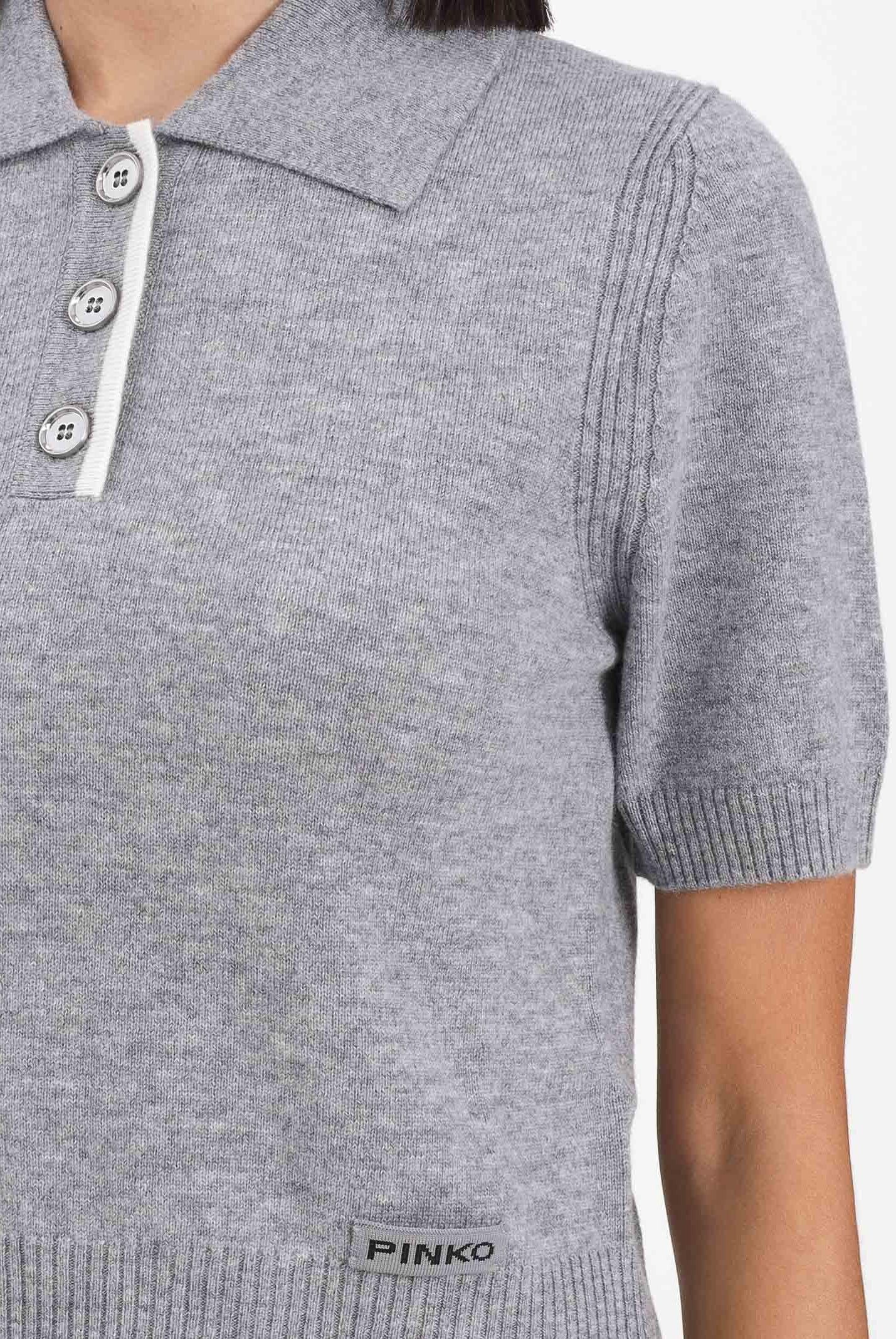 PINKO Maglia a manica corta grigia da donna stile polo 105450A2Q9 II2 PINKO
