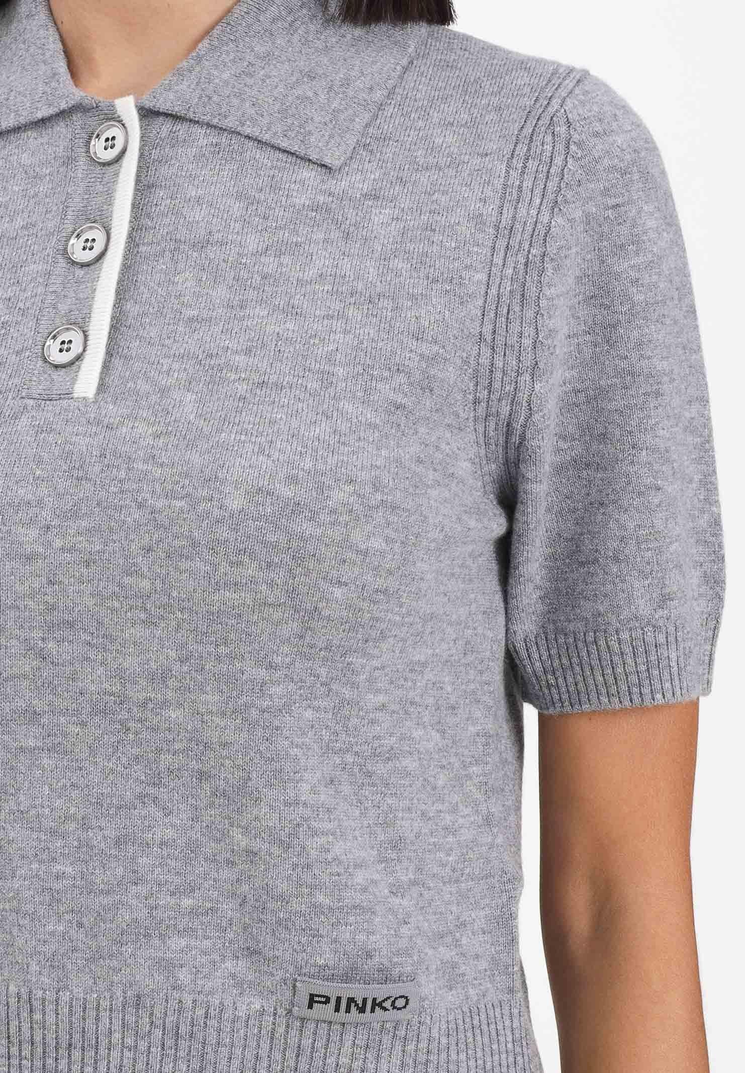 PINKO Maglia a manica corta grigia da donna stile polo 105450A2Q9 II2 PINKO