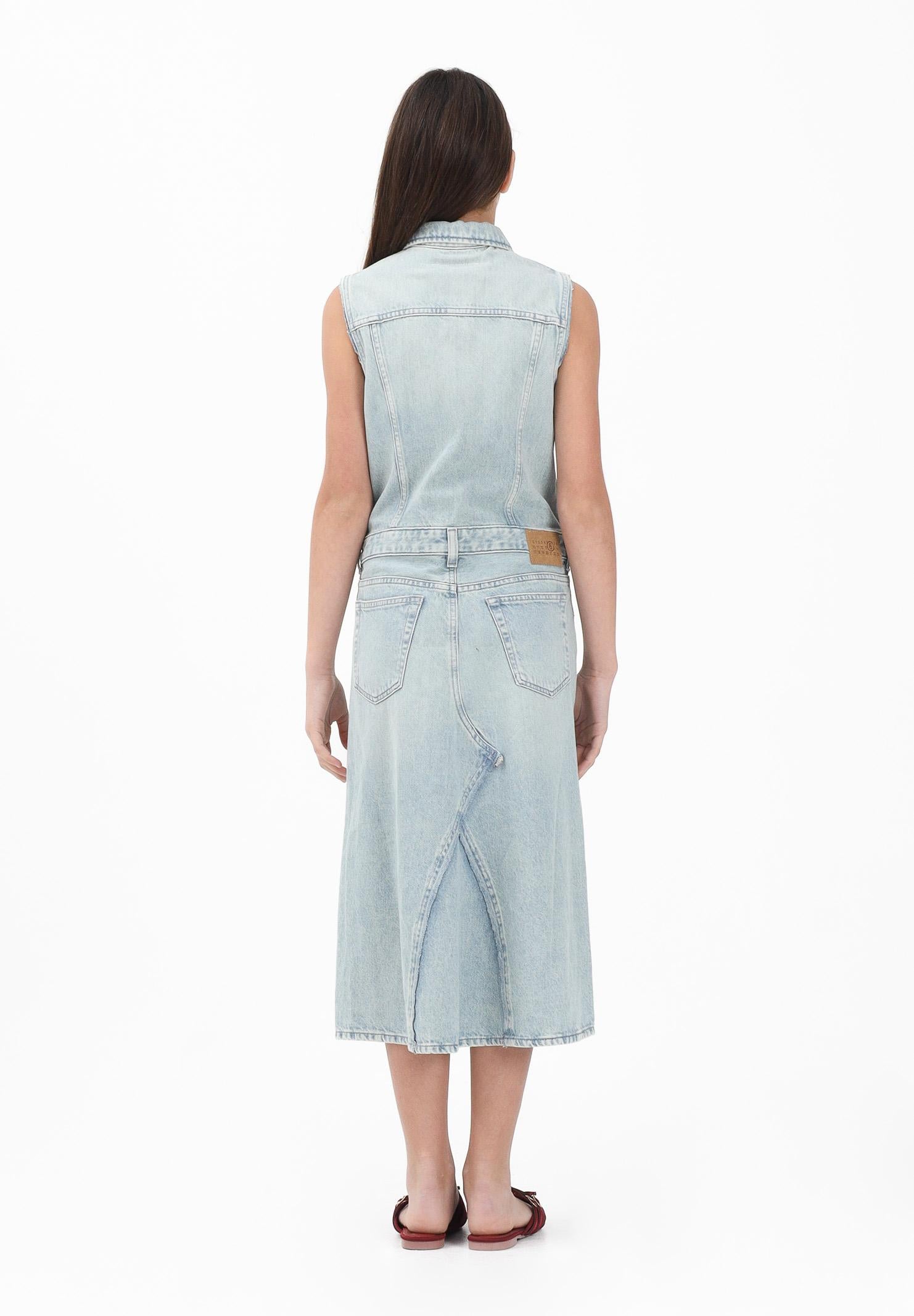 MAISON MARGIELA Abito midi in denim chiaro per donna, ragazze e bambine M60940MM06Y M601 MAISON MARGIELA