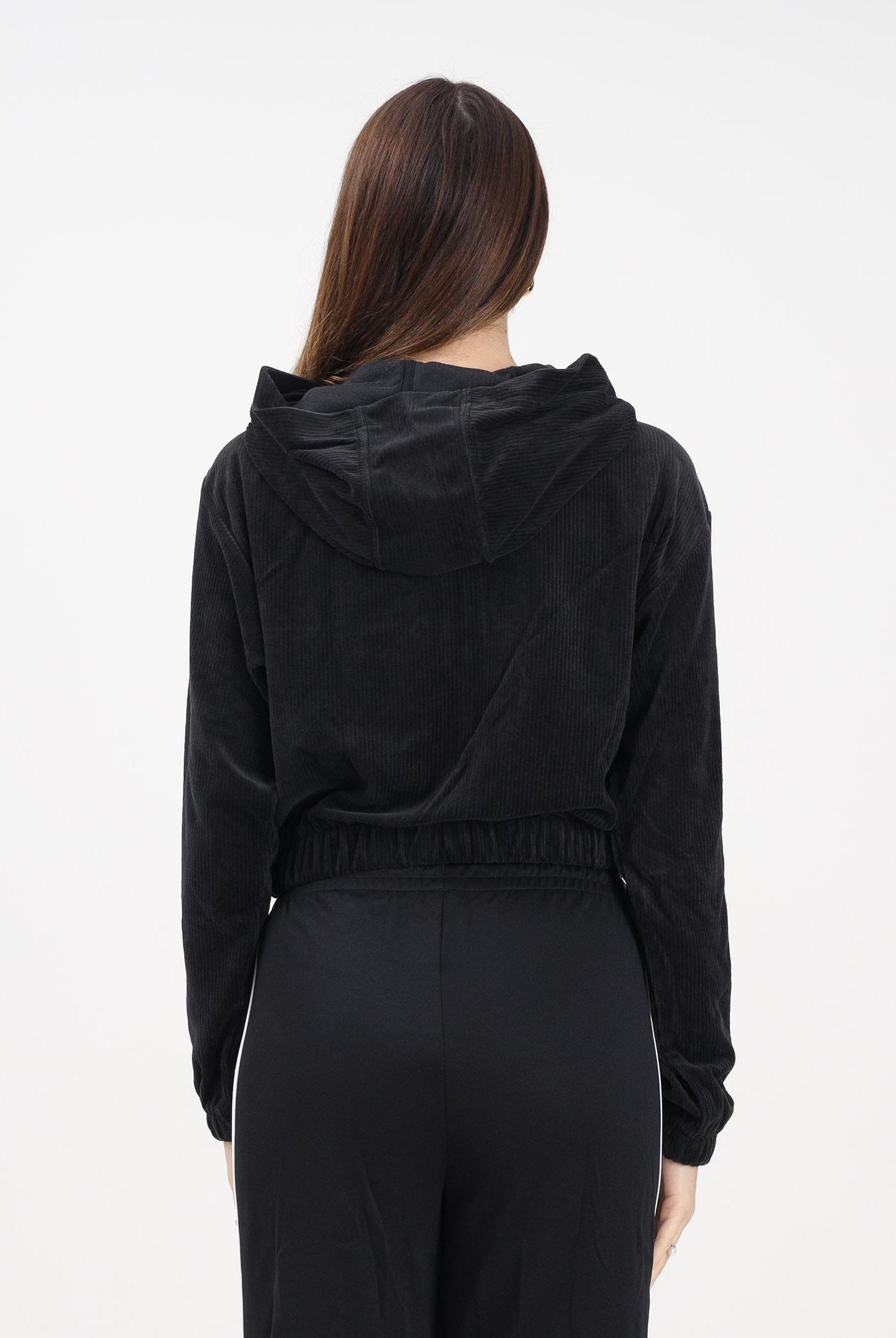 ADIDAS ORIGINALS Felpa con zip Essentials Chenile nera da donna KE1117 . ADIDAS ORIGINALS