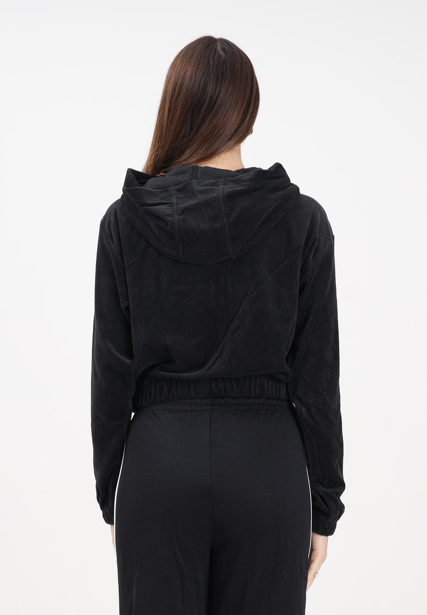 ADIDAS ORIGINALS Felpa con zip Essentials Chenile nera da donna KE1117 . ADIDAS ORIGINALS