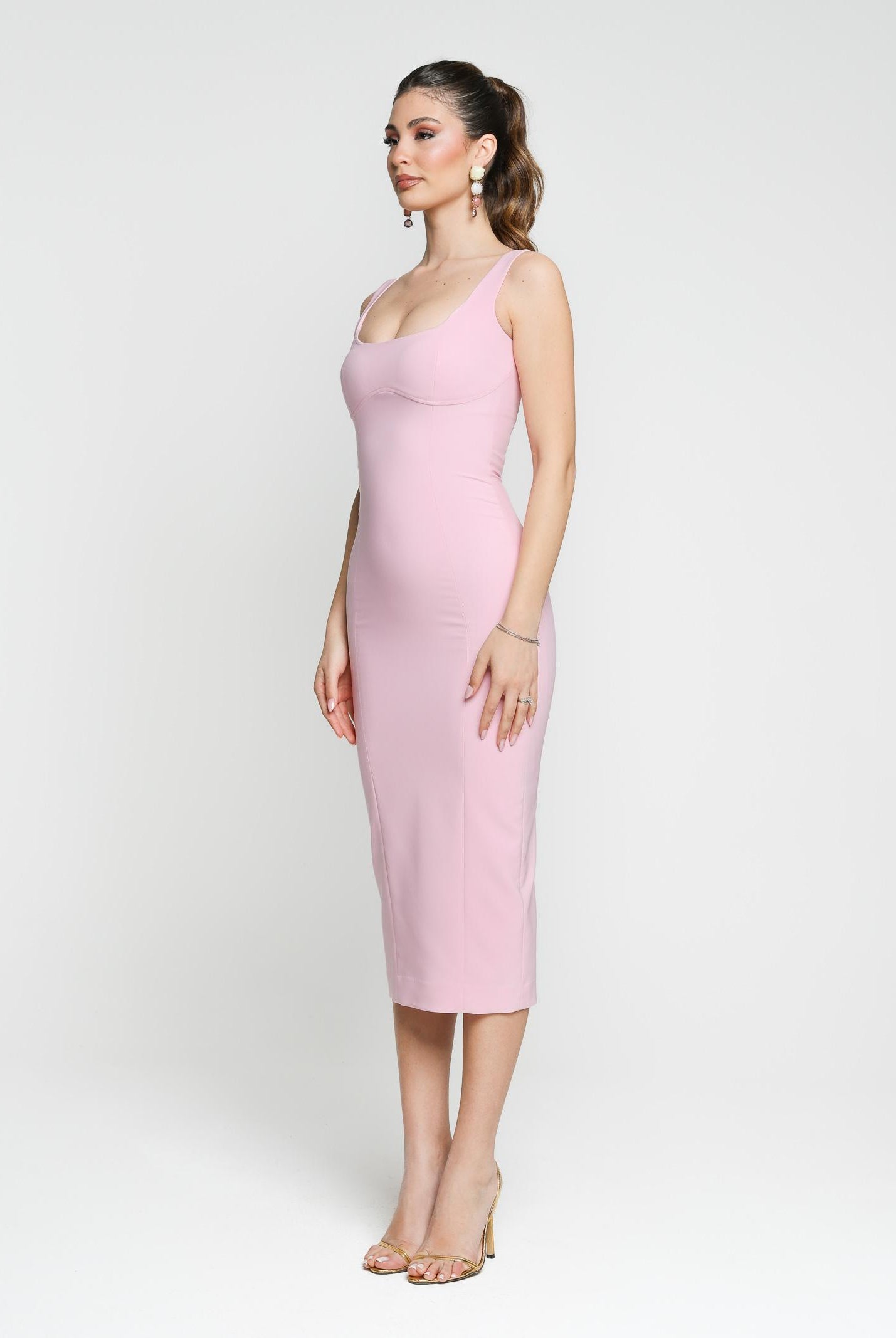 SANTAS Abito midi COTTON CANDY rosa da donna PV25011 ROSA SANTAS