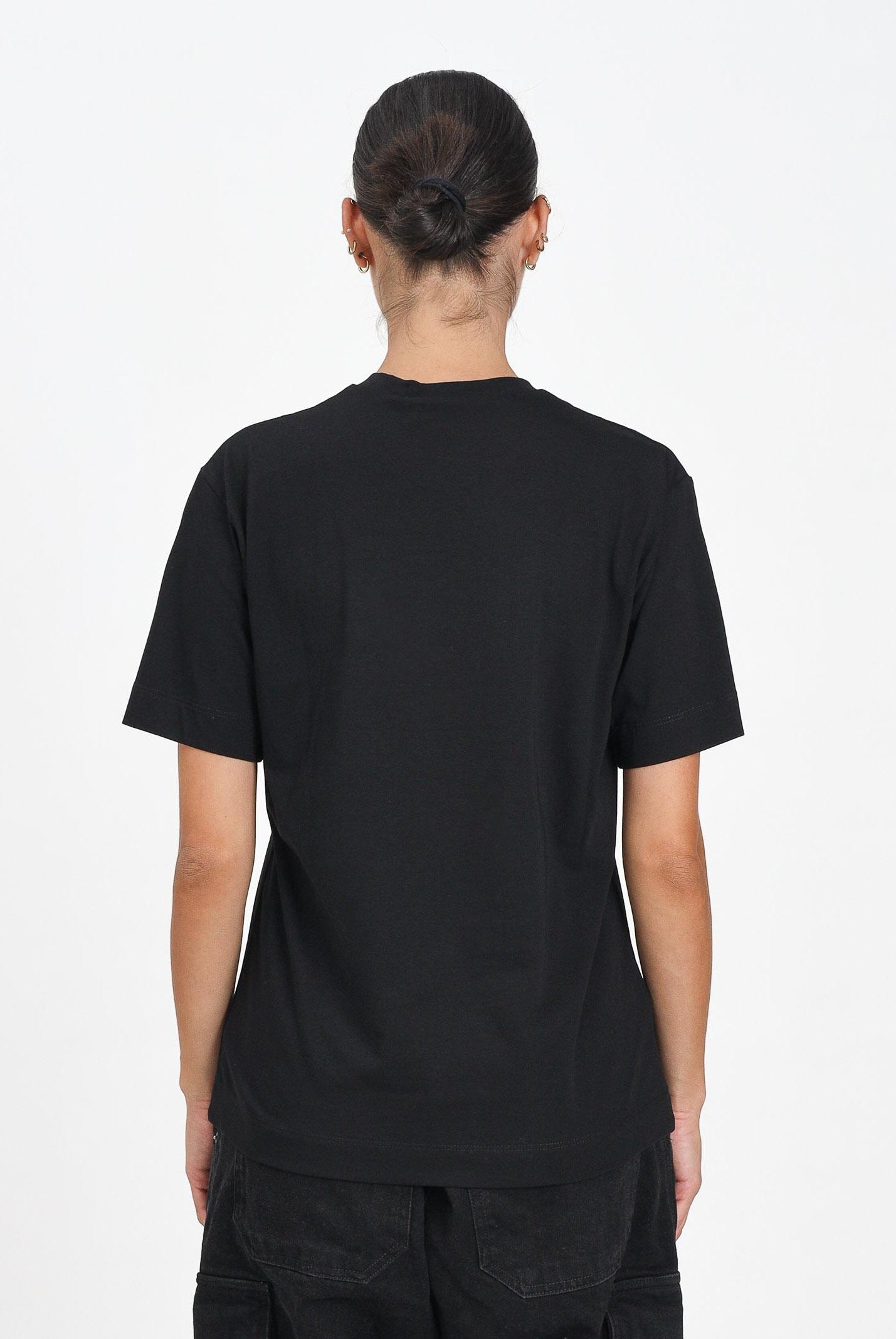 MARNI T-shirt a manica corta nera per donna, ragazzi e bambini con ricamo logo M01265M00RF 0M90D MARNI