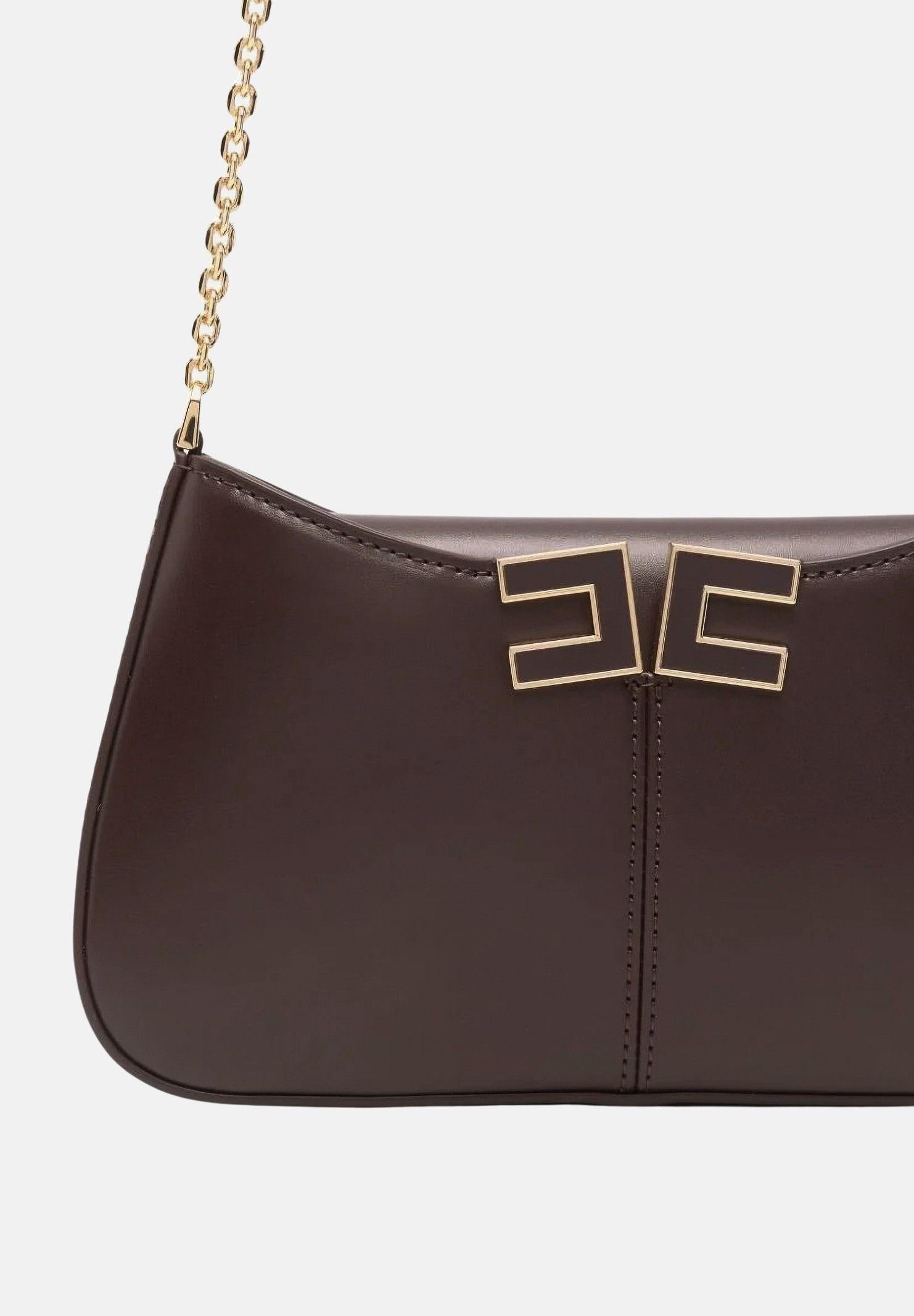 ELISABETTA FRANCHI Borsa a spalla cacao da donna con dettaglio logo BS93A61E2 644 ELISABETTA FRANCHI