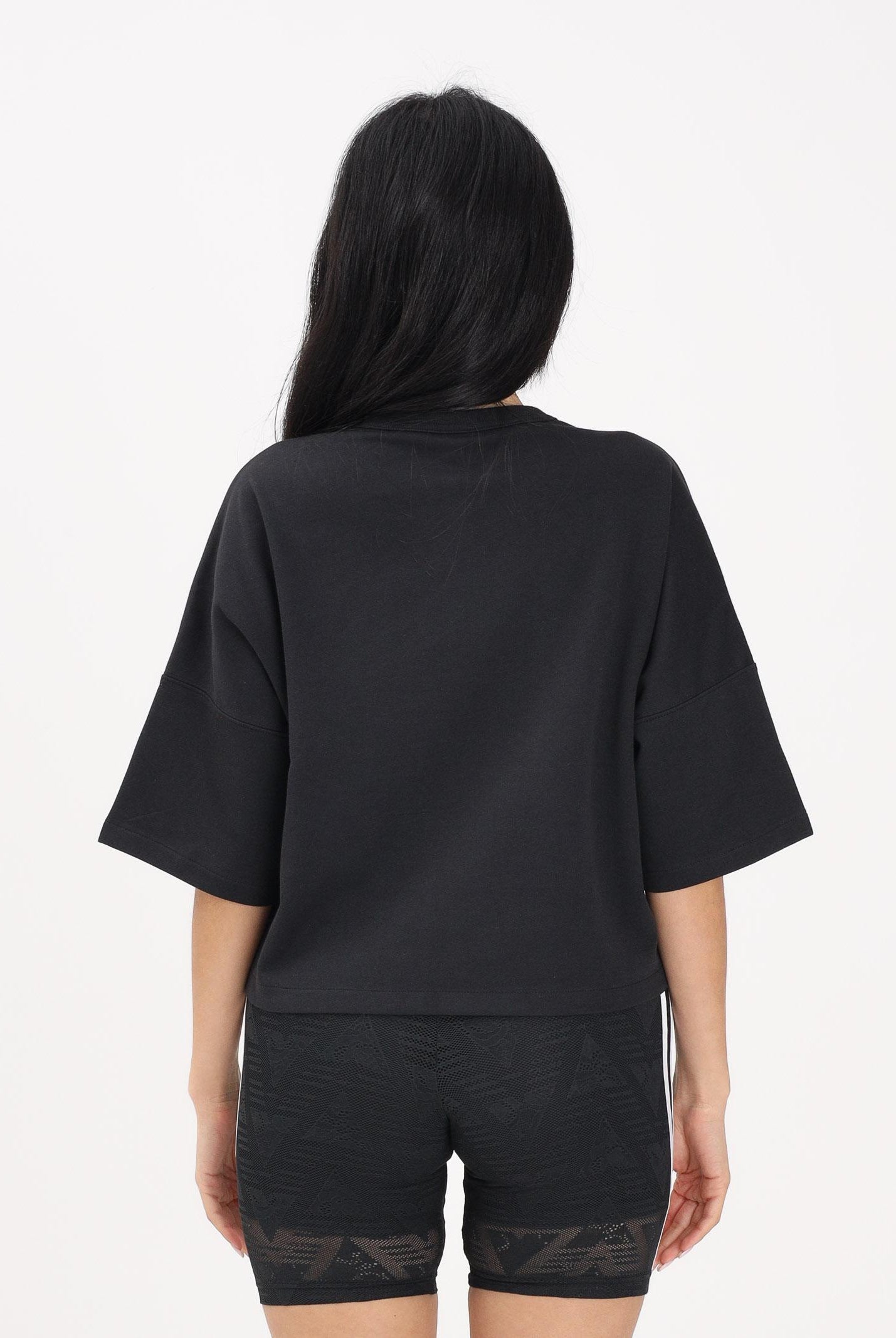 ADIDAS ORIGINALS T-shirt a manica corta Off Placed 3-Stripes nera da donna JX2707 . ADIDAS ORIGINALS