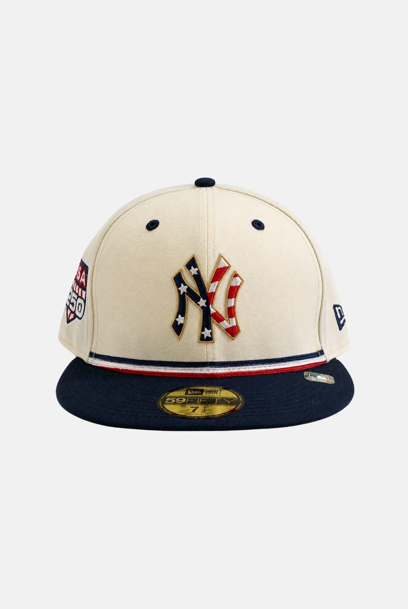 NEW ERA cappello con visiera New York Yankees MLB USA 250 59FIFTY Bright Blue blu beige da uomo e donna 60866713 . NEW ERA