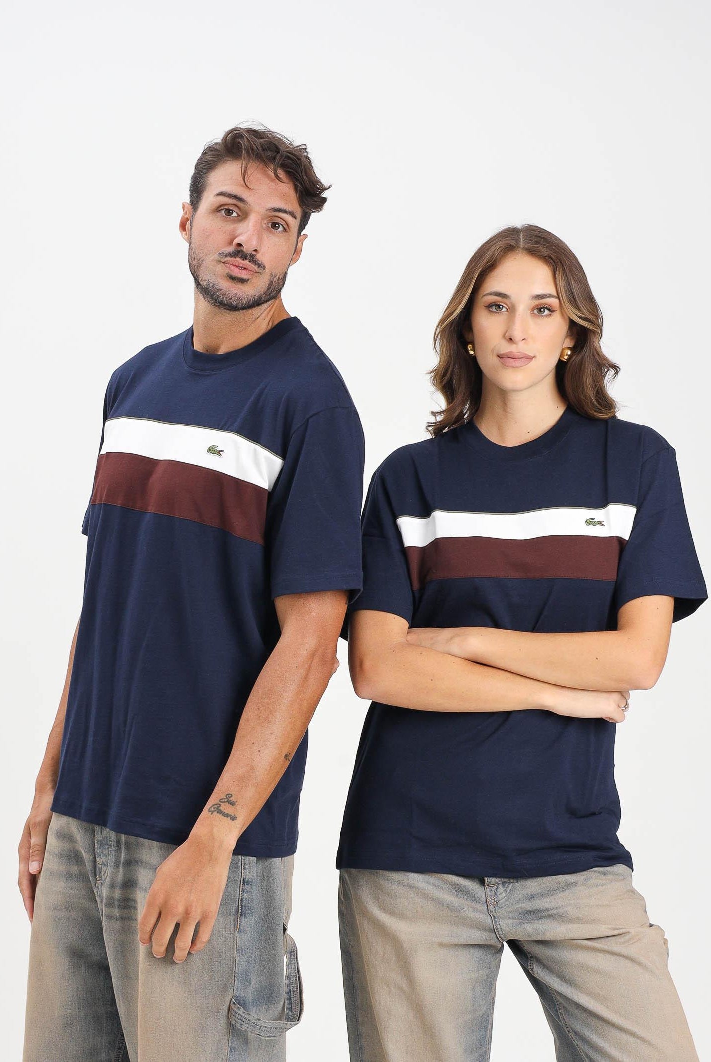 LACOSTE T-shirt a manica corta Jersey Colour-Block blu per uomo e donna TH5890 6WZ LACOSTE