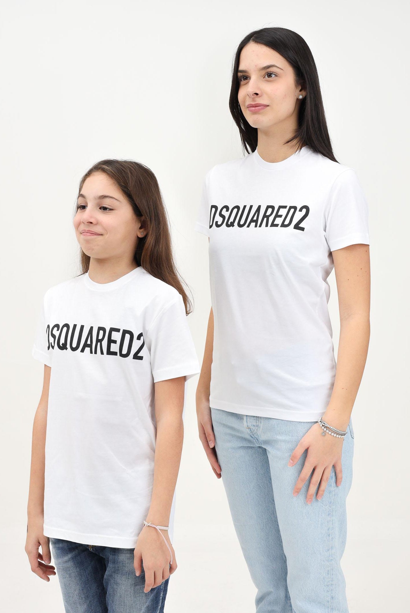 DSQUARED2 T-shirt a manica corta bianca per donna e bambina con maxi stampa logo DQ1832D0A4C DQ100 DSQUARED2