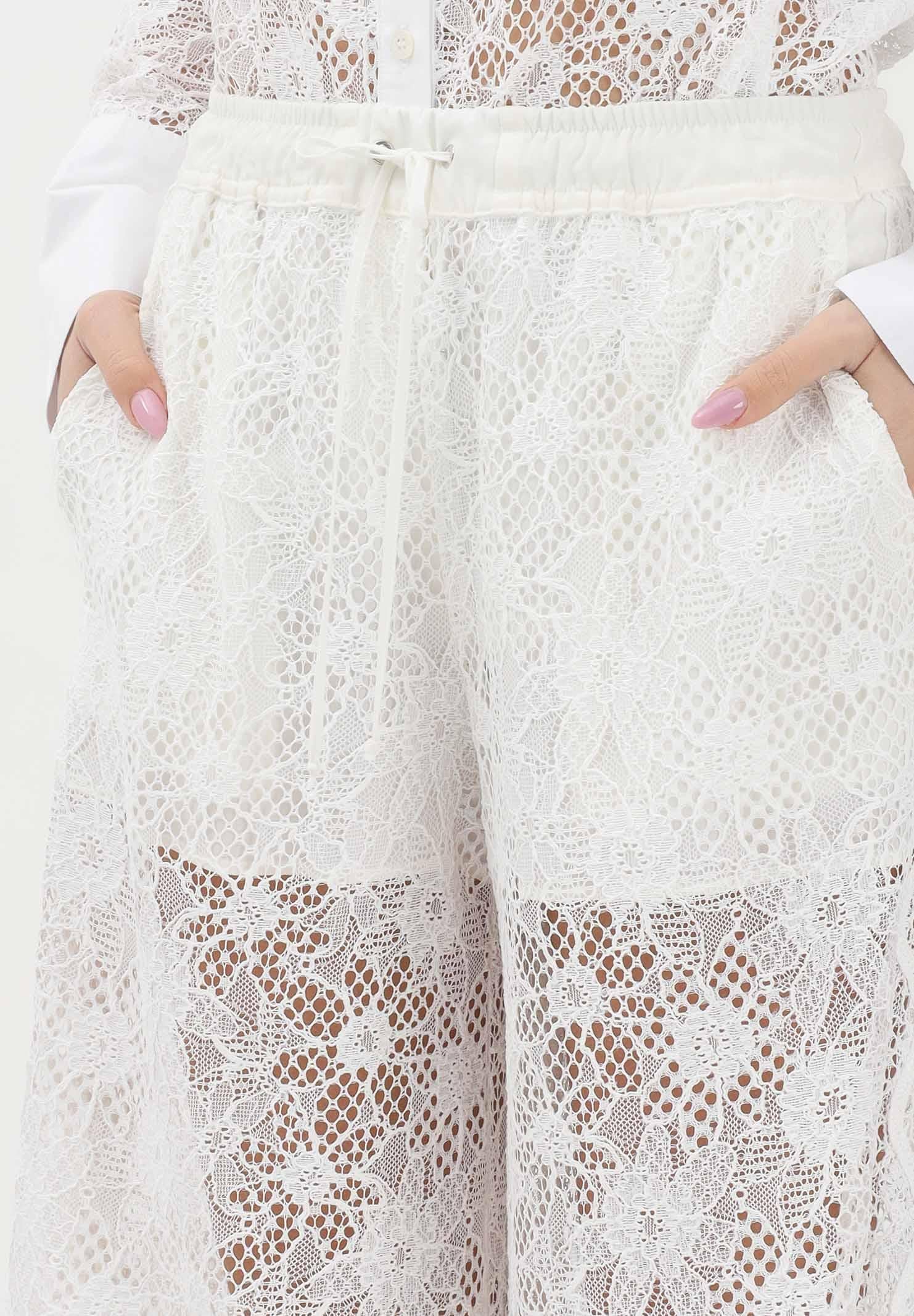 PINKO Pantalone LAURIE bianco da donna in pizzo rebrodé floreale<BR/> 106662A381 Z05 PINKO