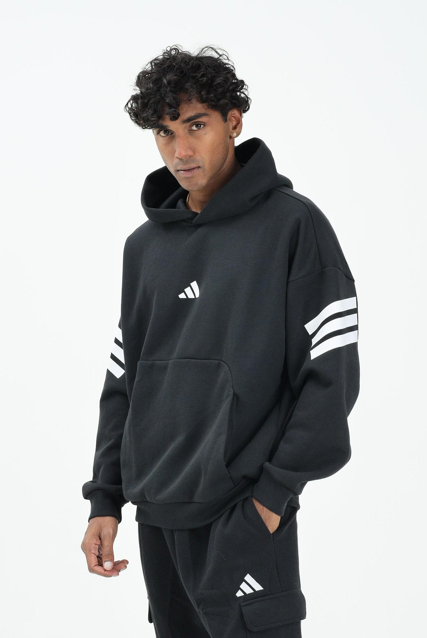 ADIDAS PERFORMANCE Felpa con cappuccio Future Icons 3-Stripes nera da uomo JD4838 . ADIDAS PERFORMANCE