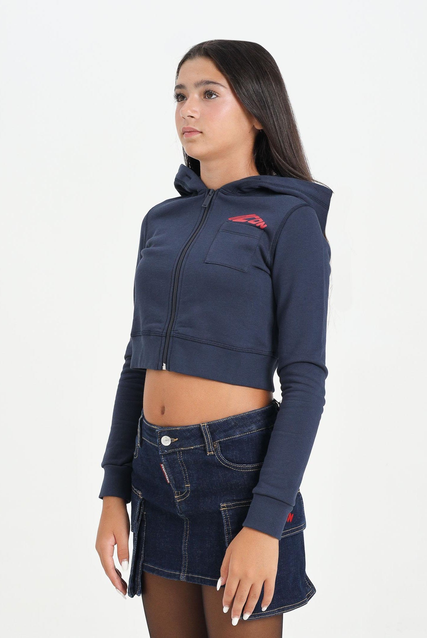 DSQUARED2 Felpa con zip blu per donna, ragazze e bambine rifinita da stampa ICON DQ3136D00ZF DQ883 DSQUARED2