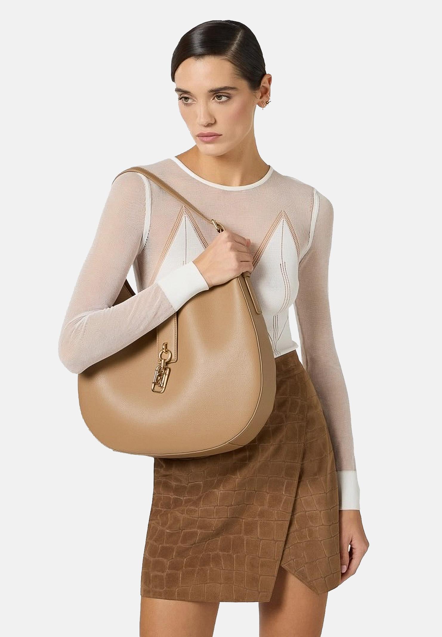 ELISABETTA FRANCHI Borsa hobo argilla da donna con charm BS06A62E2 229 ELISABETTA FRANCHI