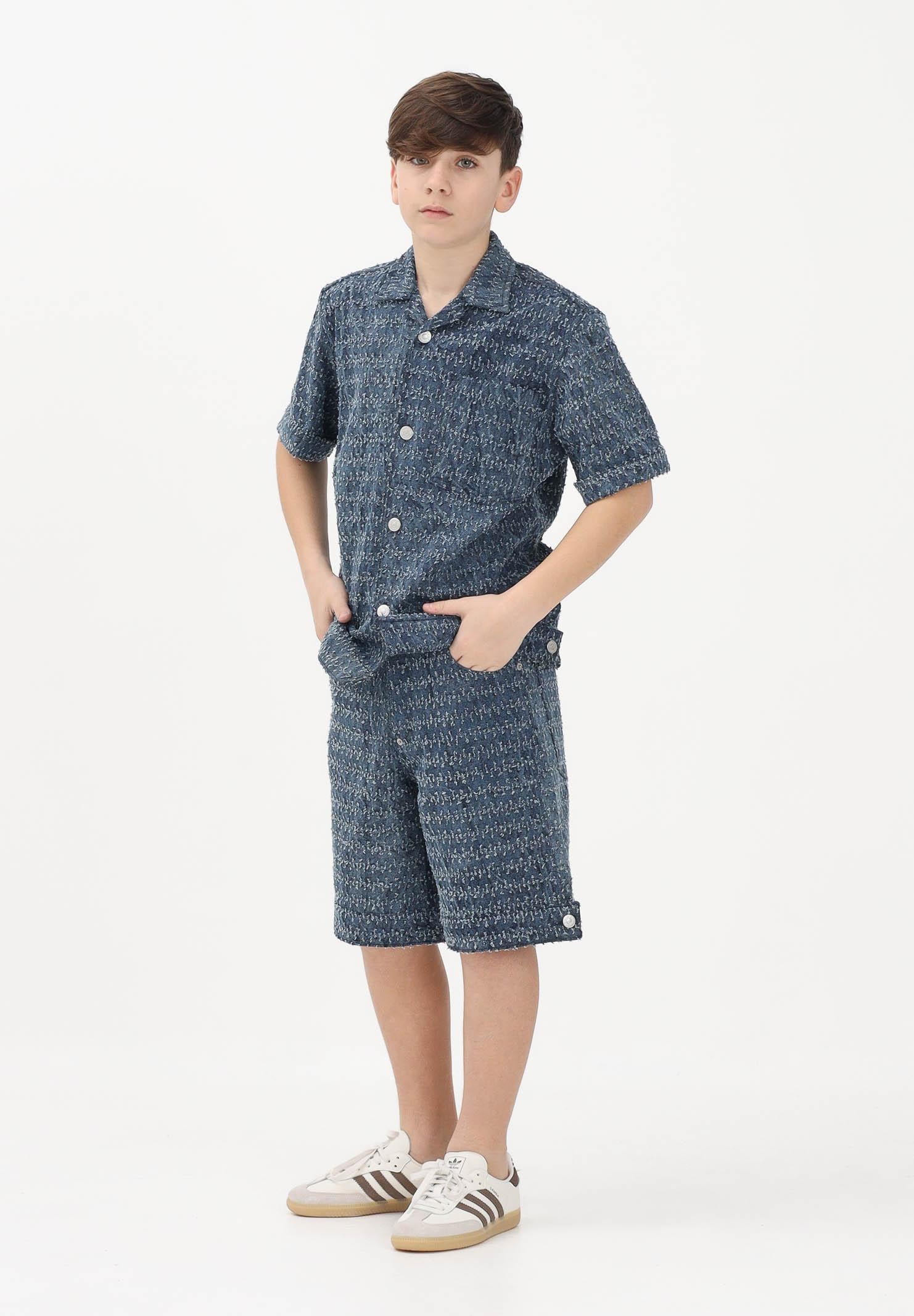 I'M BRIAN Shorts in denim medio da bambino realizzati con particolare lavorazione testurizzata KIMJ926 0028 I'M BRIAN