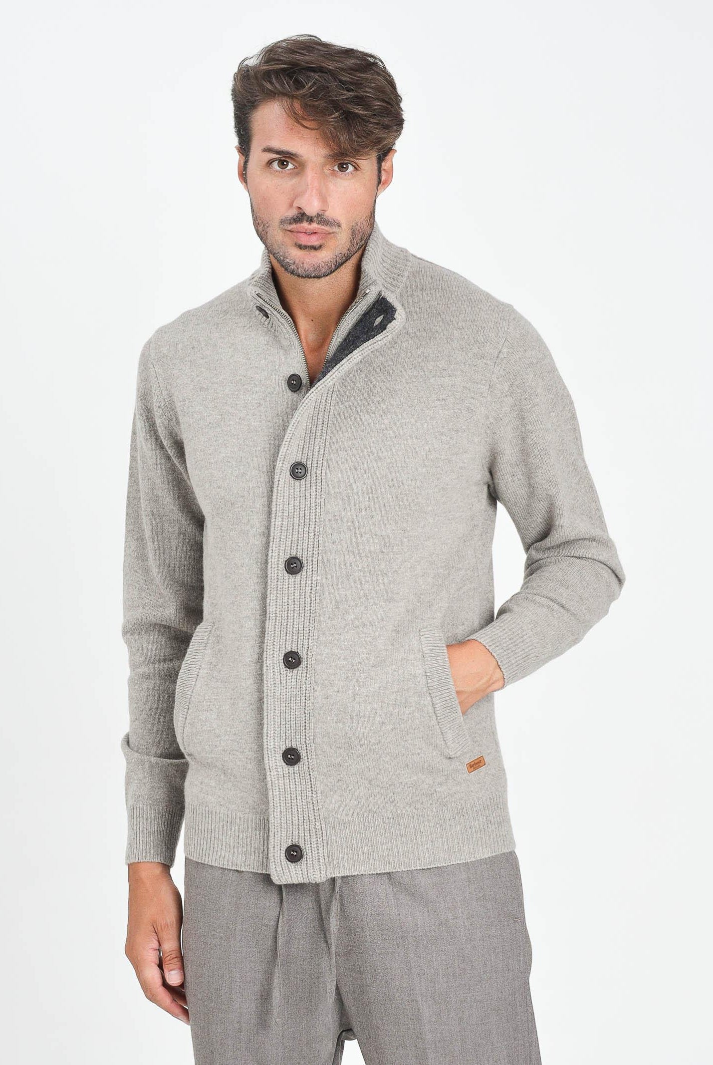 BARBOUR Cardigan Patch beige da uomo 252MMKN0731 ST16 BARBOUR