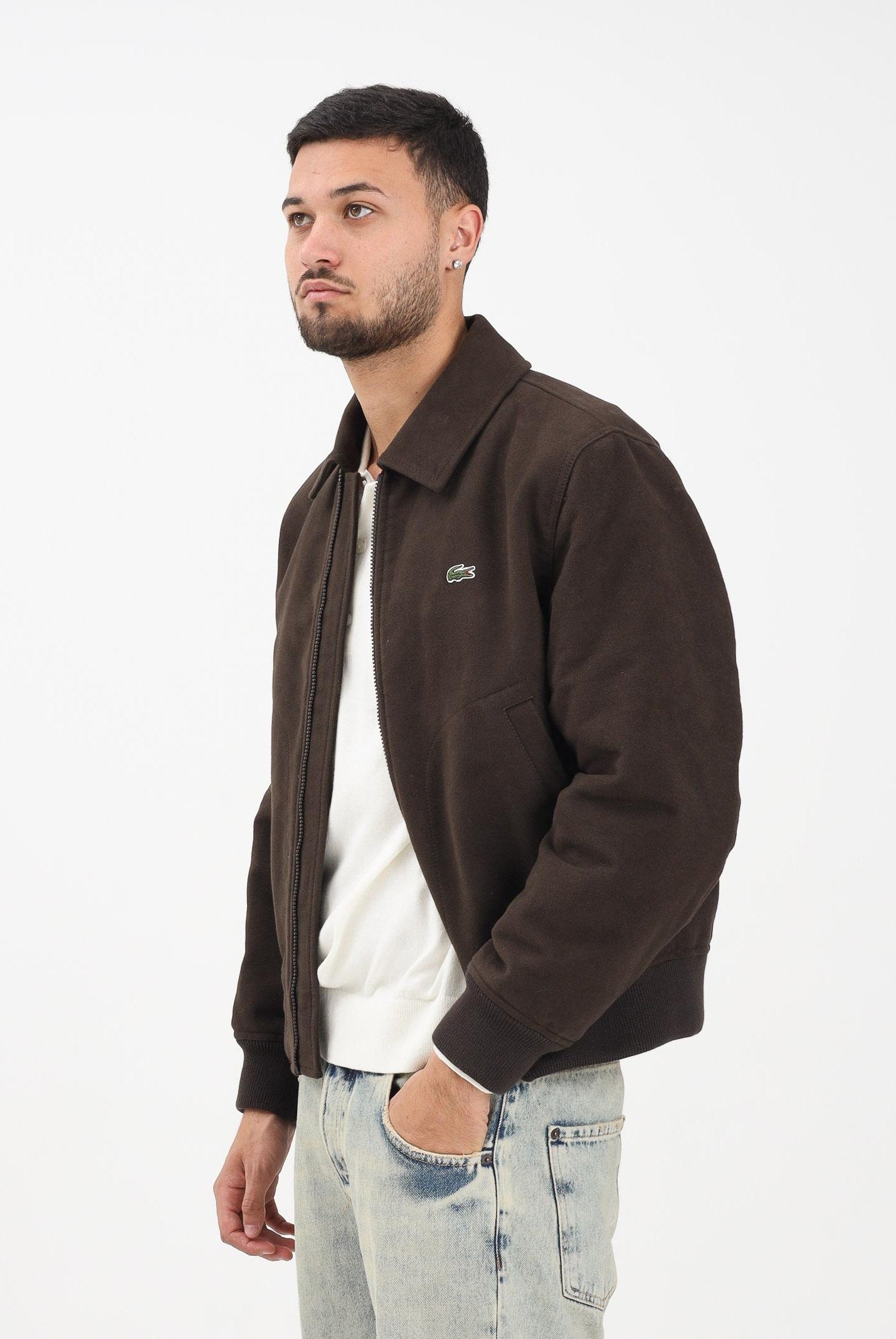 LACOSTE Giubbotto scamosciato marrone da uomo BH5147 SKB LACOSTE